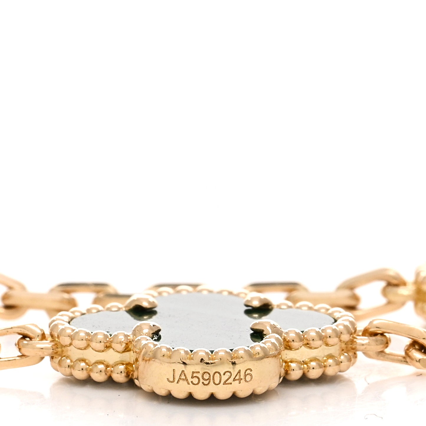 18K Yellow Gold Malachite 5 Motifs Vintage Alhambra Bracelet