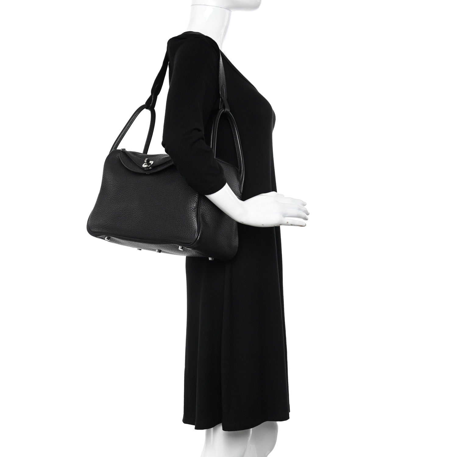 Hermes Taurillon Clemence Lindy 30 Black 2 of 10