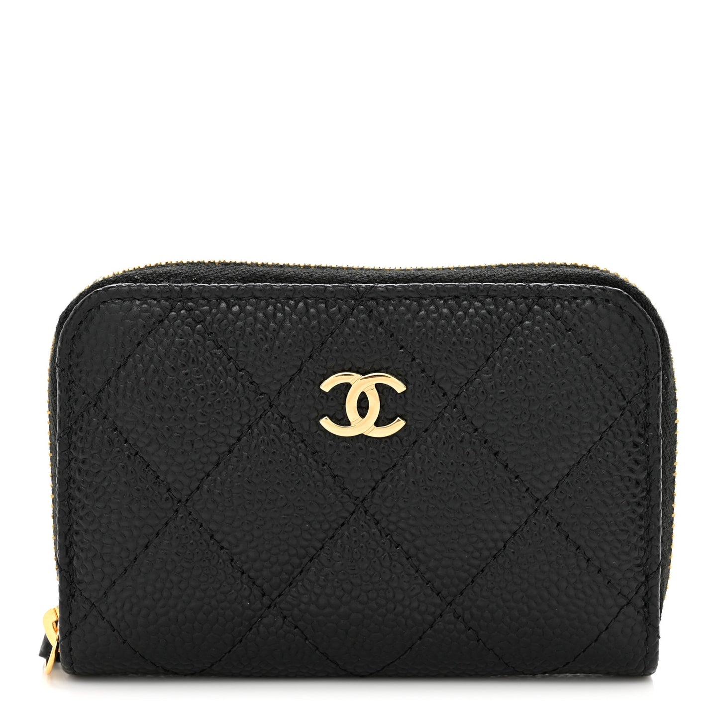 Caviar Quilted Zip Coin Purse Black