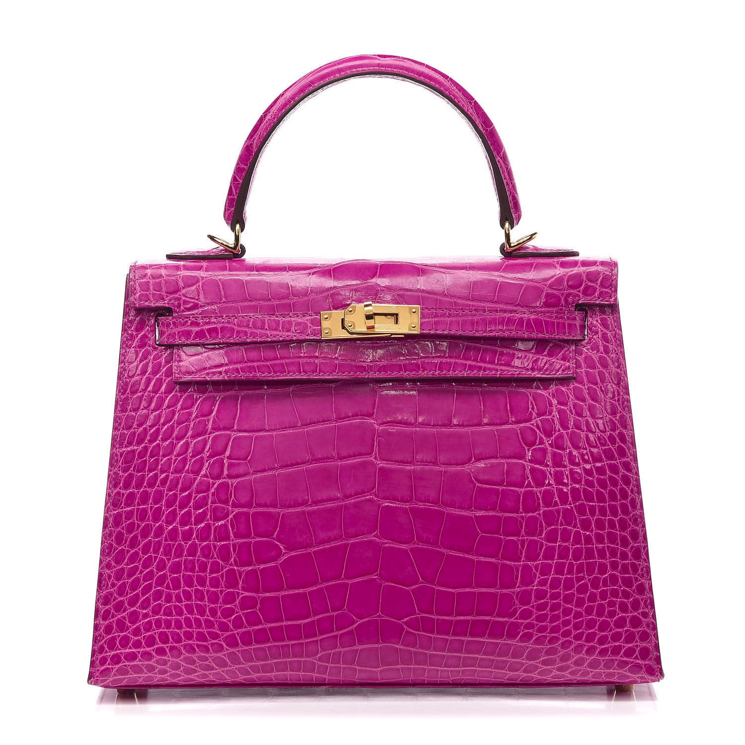 Hermes Shiny Alligator Kelly Sellier 25 Rose Scheherazade 1 of 37