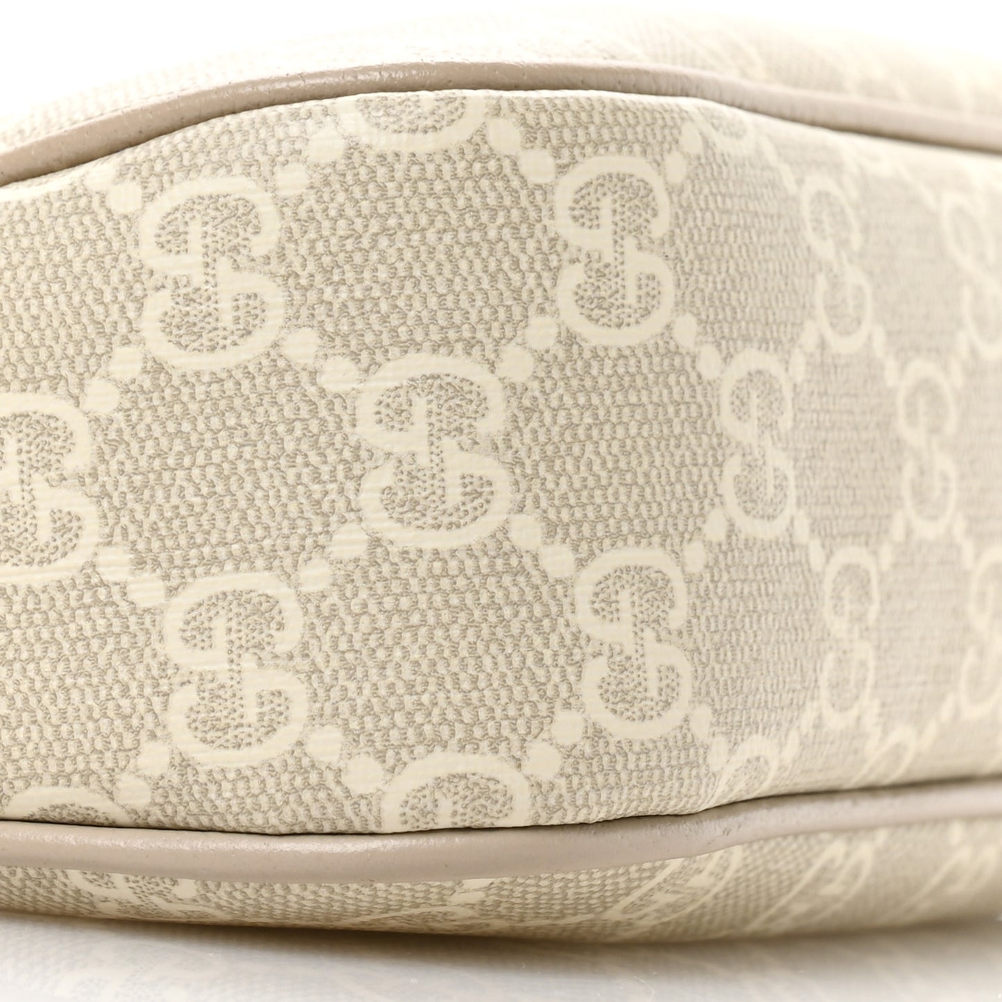 GG Supreme Monogram Textured Dollar Calfskin Web Small Ophidia GG Handbag Beige Mystic White Oatmeal