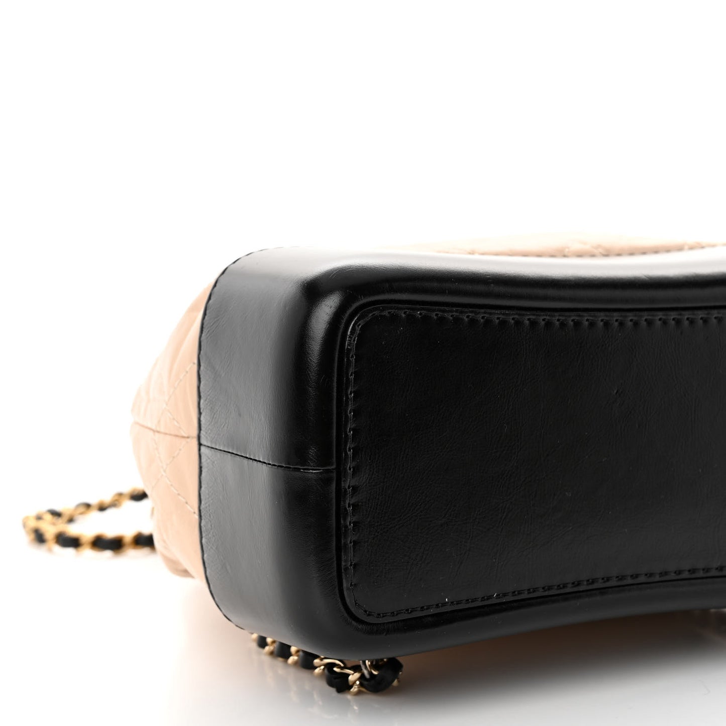 Aged Calfskin Quilted Small Gabrielle Backpack Beige Black