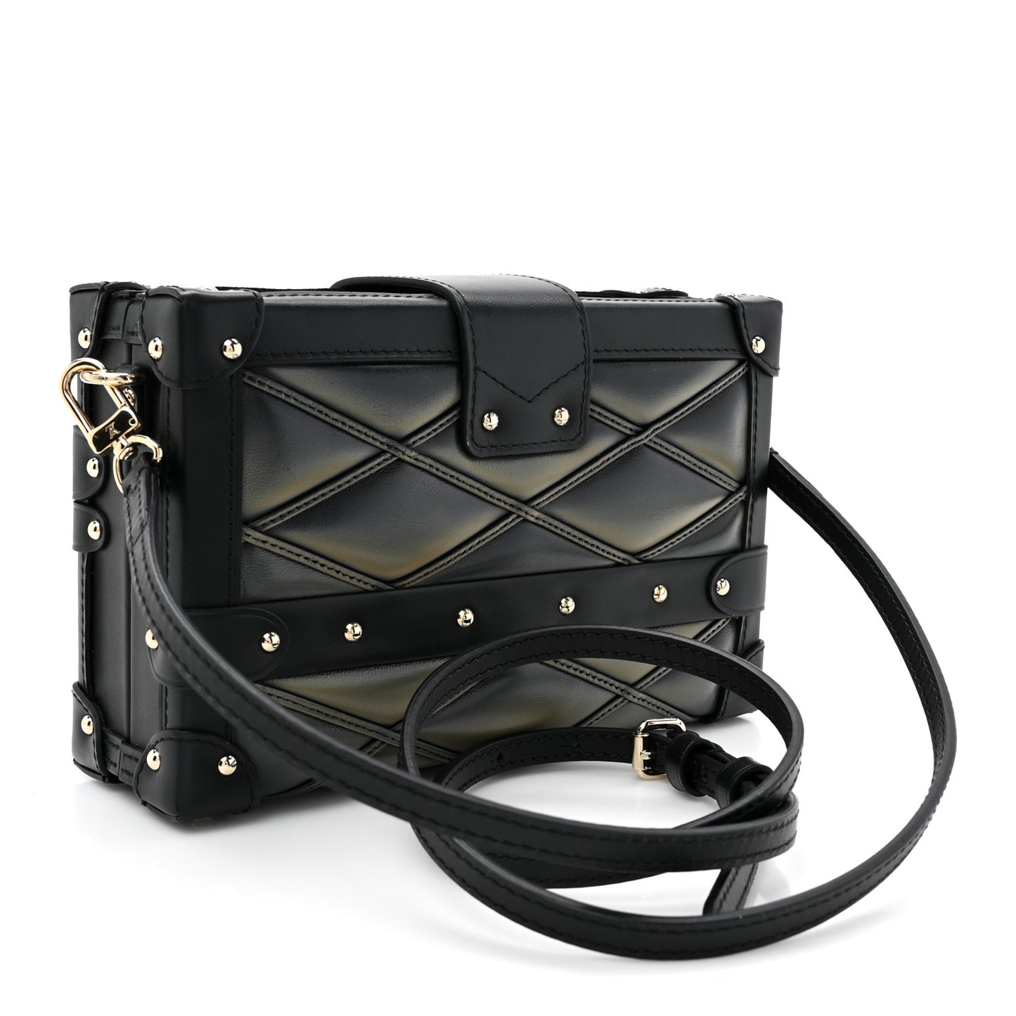 Lambskin Malletage Petite Malle Black Beige