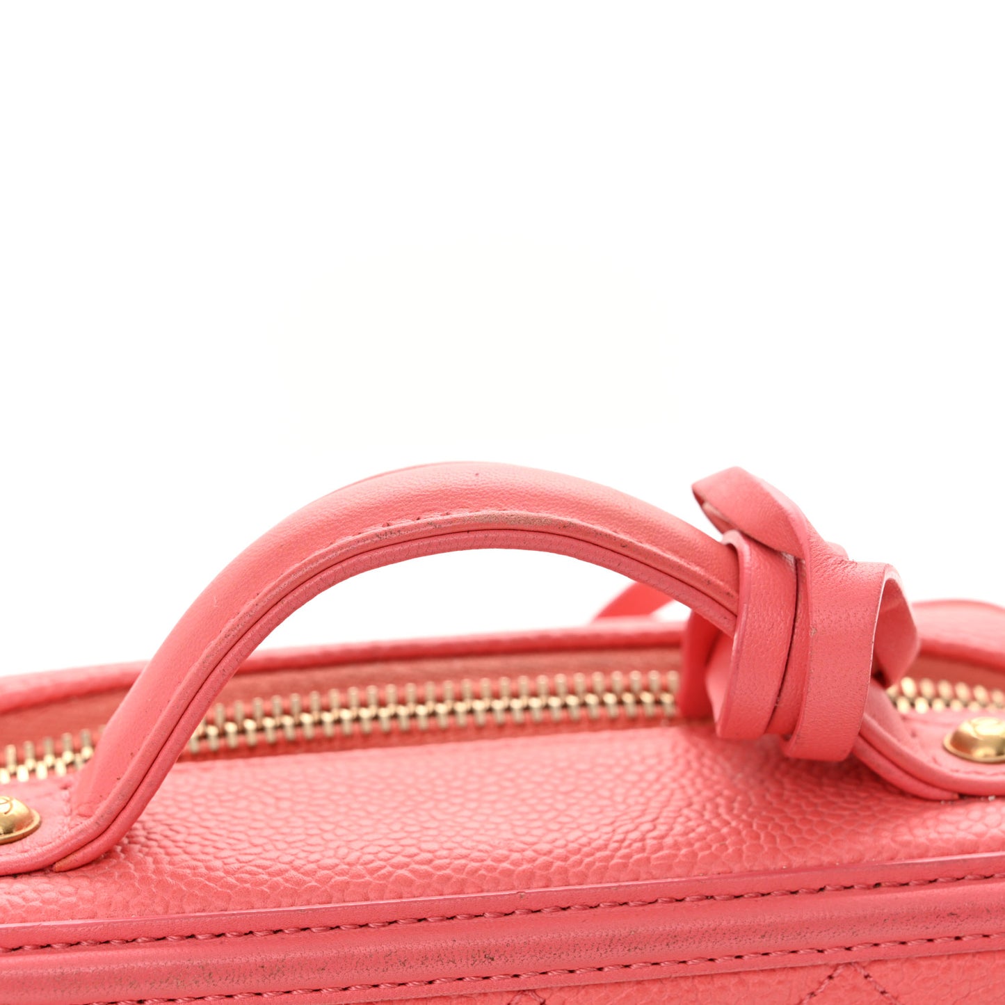 Caviar Quilted Small CC Filigree Vanity Case Coral