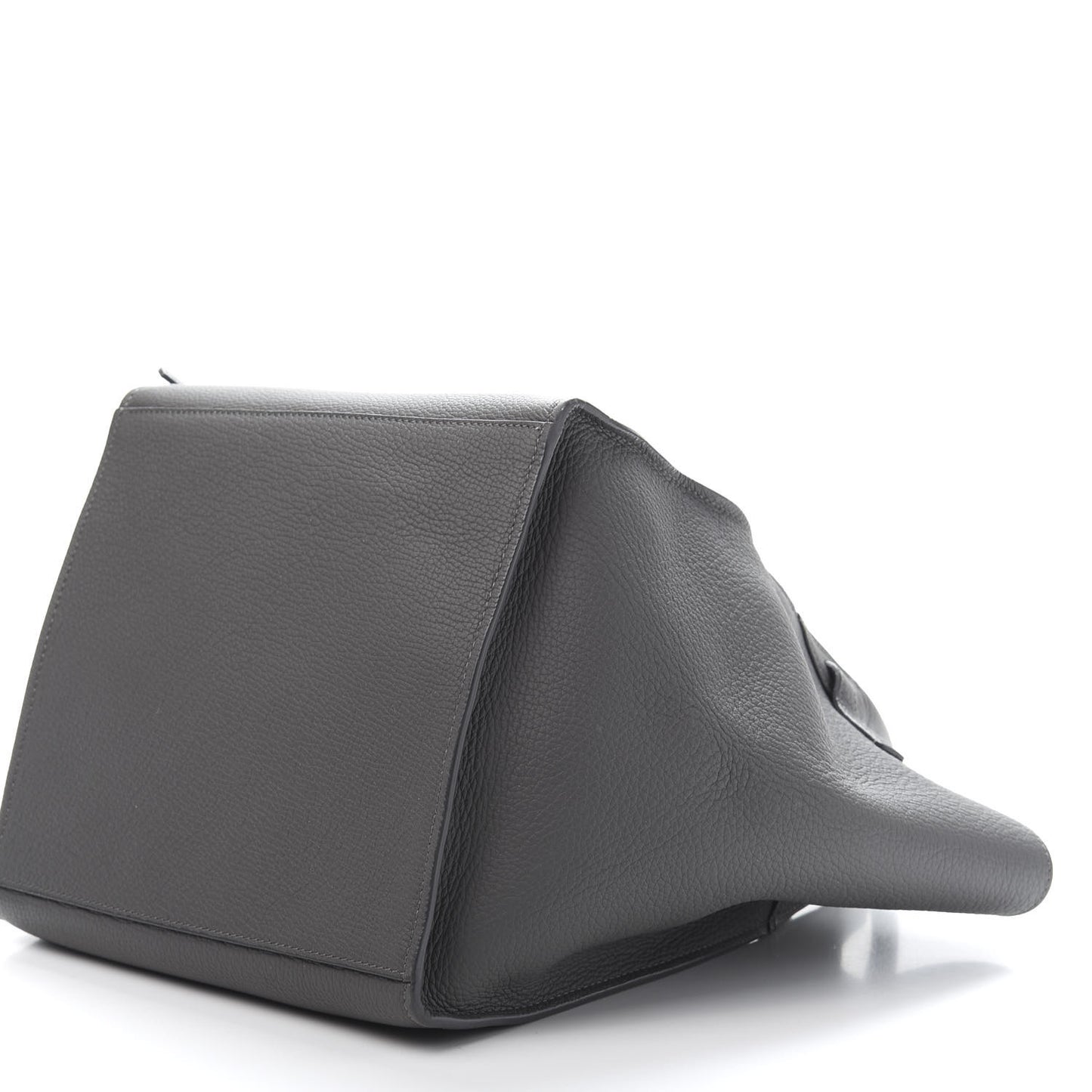 Supple Grained Calfskin Long Strap Small Big Bag Gray