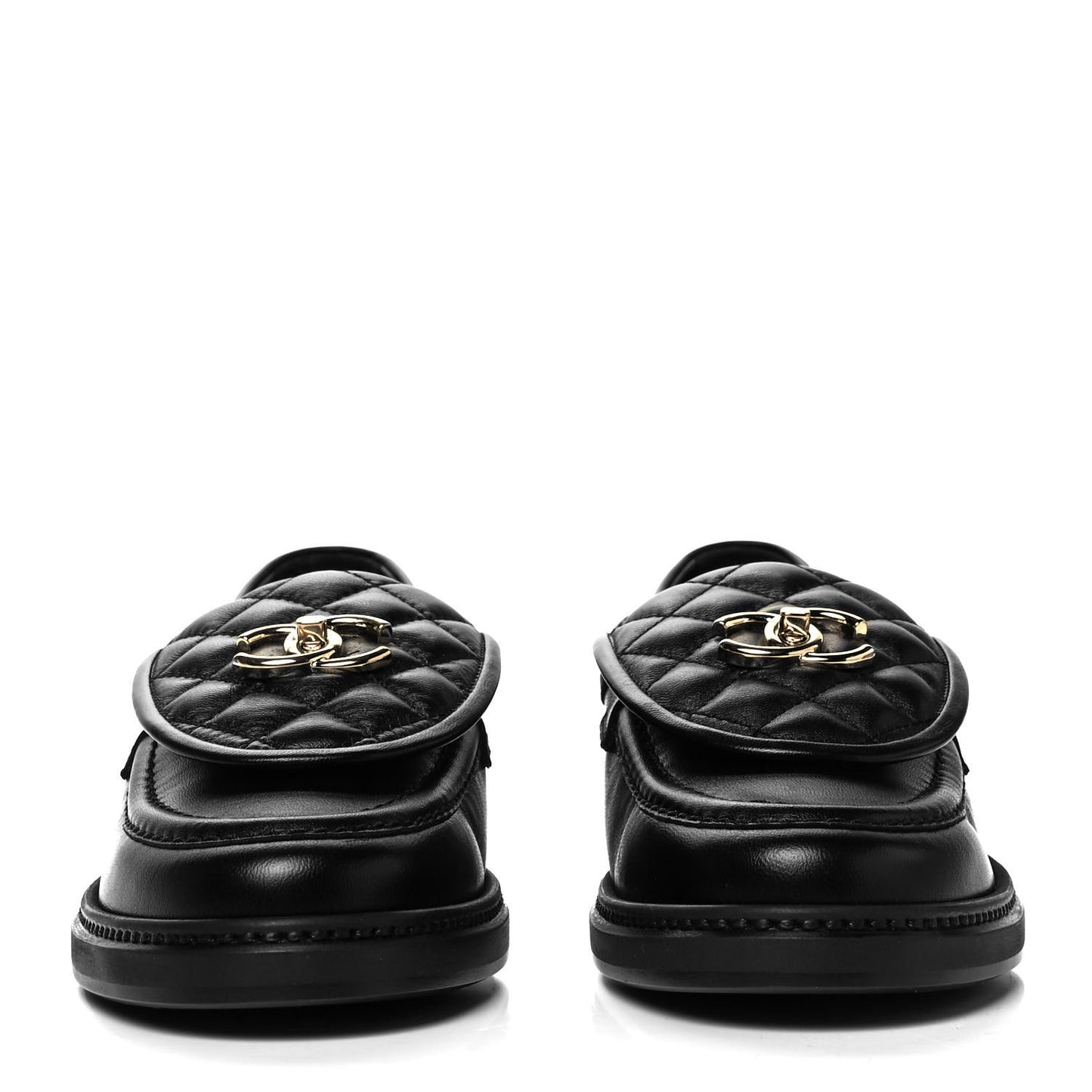 Lambskin Quilted CC Turnlock Loafers 39.5 Black