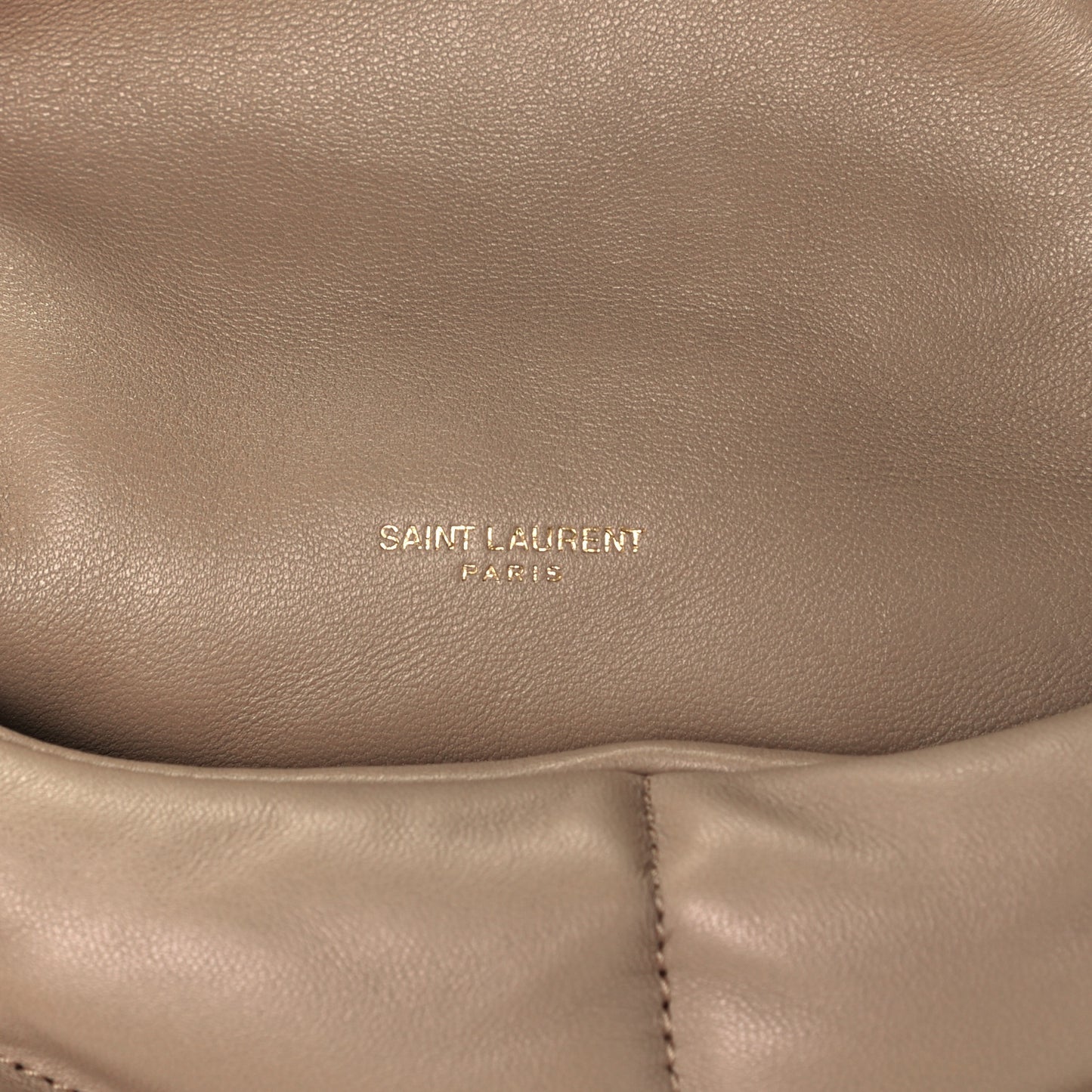 Lambskin Quilted Small Loulou Puffer Monogram Chain Satchel Dark Beige