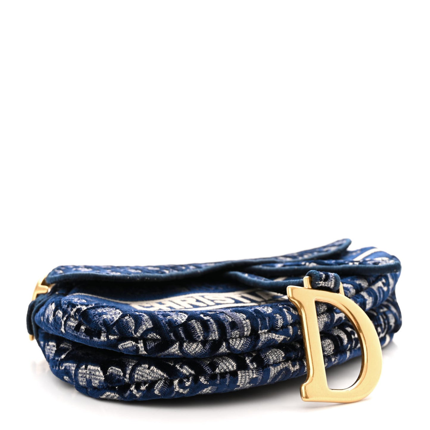 Velvet Oblique Saddle Bag Blue