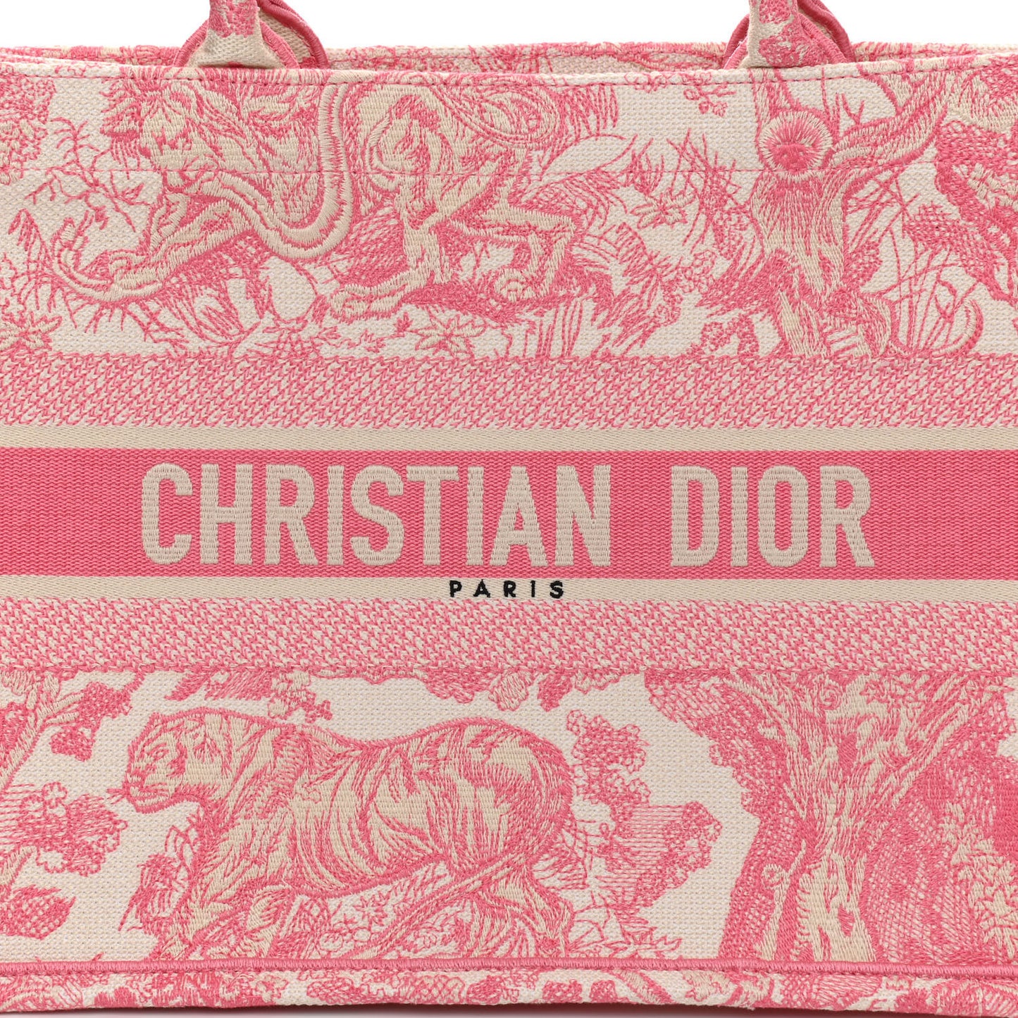 Canvas Embroidered Medium Dioriviera Toile De Jouy Book Tote Peony Pink