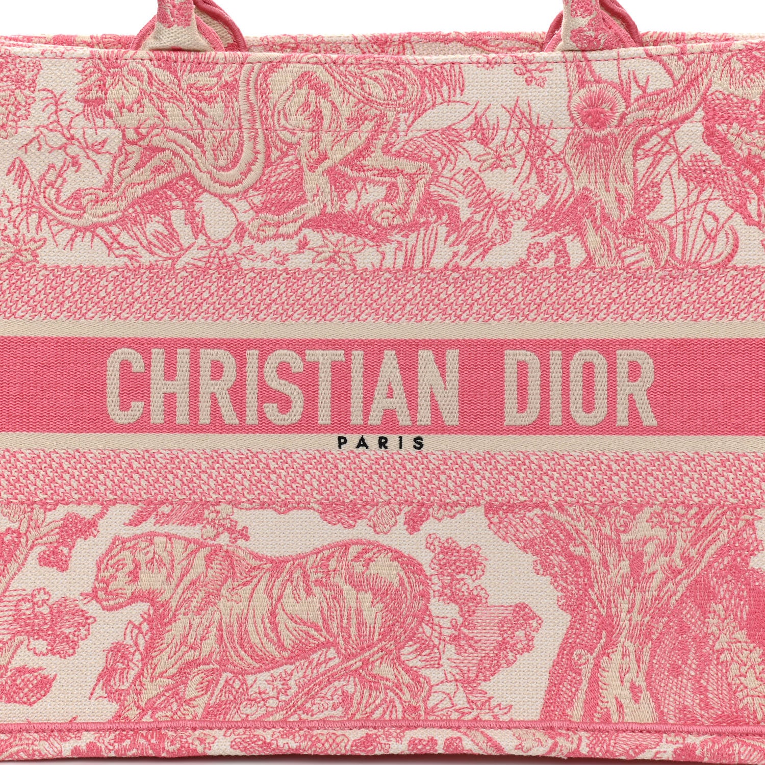 Christian Dior Canvas Embroidered Medium Dioriviera Toile De Jouy Book Tote Peony Pink 8 of 10