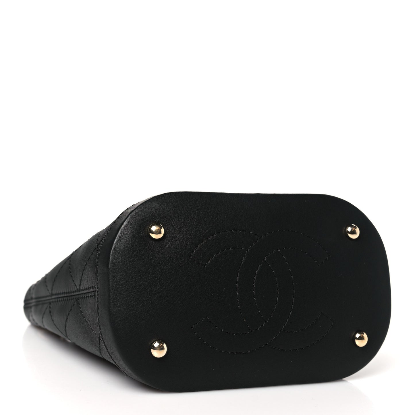 Calfskin Stitched Small Egyptian Amulet Drawstring Bag Black