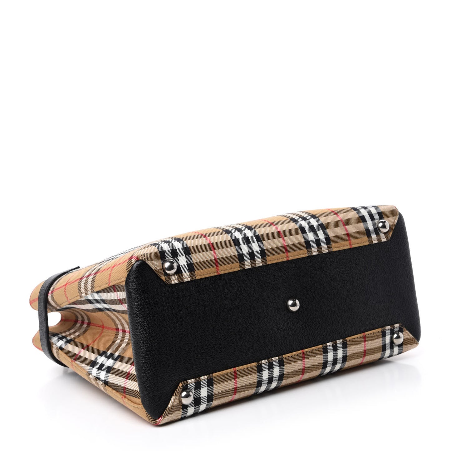 Goatskin Vintage Check Medium Banner Tote Black