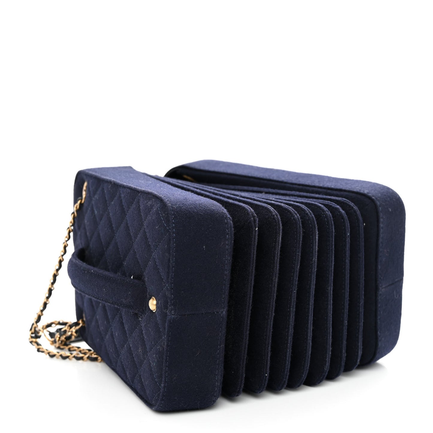 Wool Felt Accordion Bag Navy