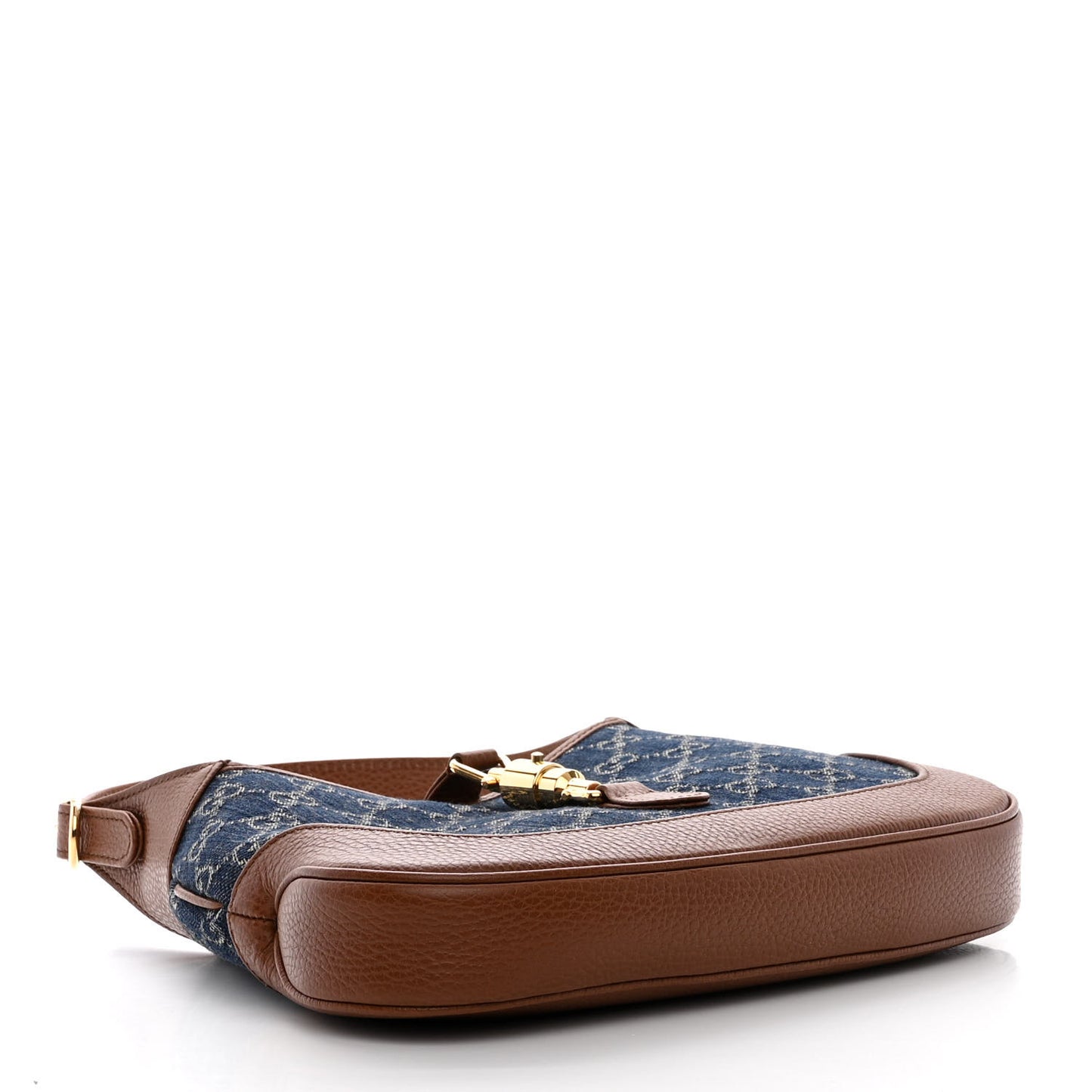 New Denim GG Monogram Calfskin Small Jackie 1961 Hobo Blue Tea Cuir