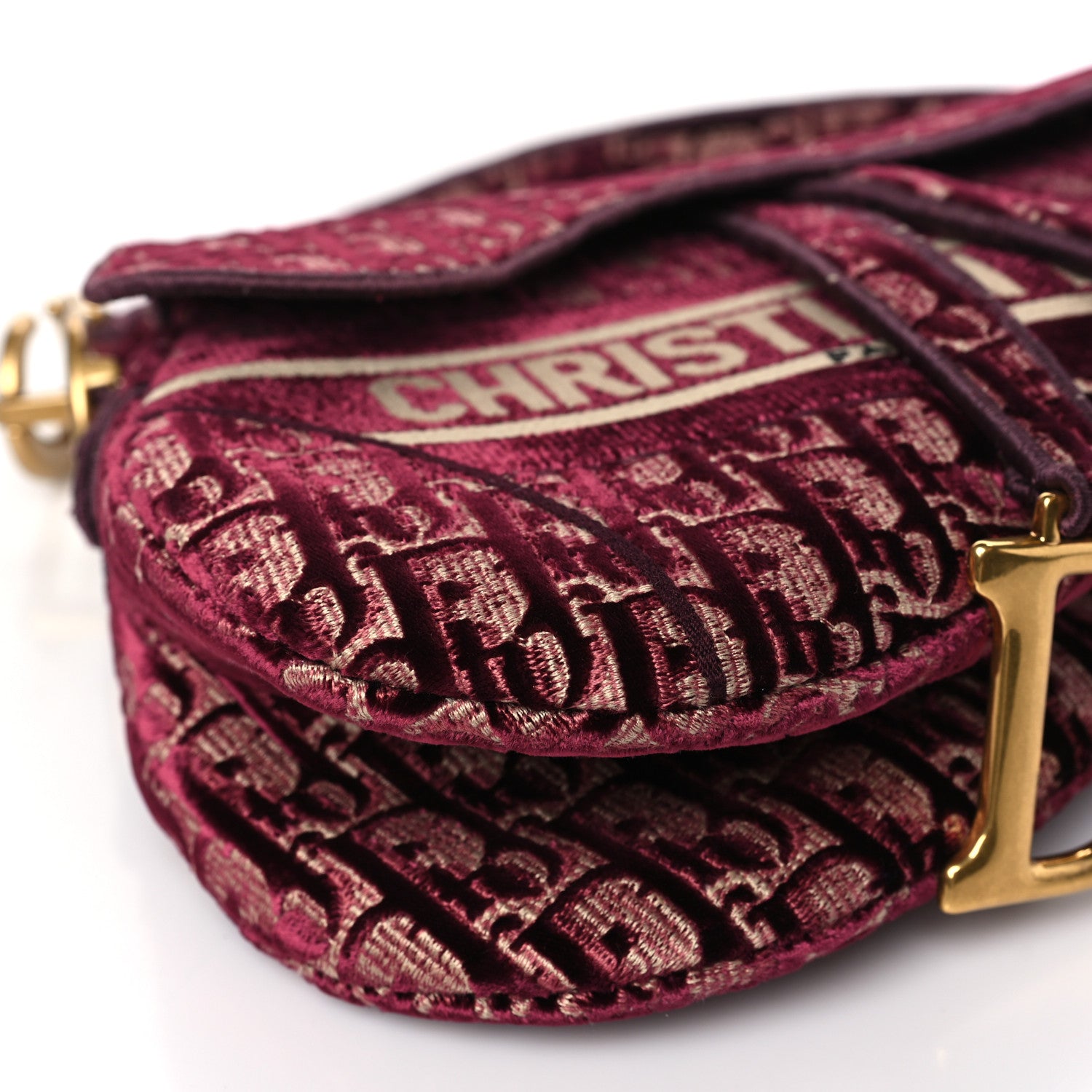 Christian Dior Velvet Oblique Saddle Bag Burgundy 8 of 8