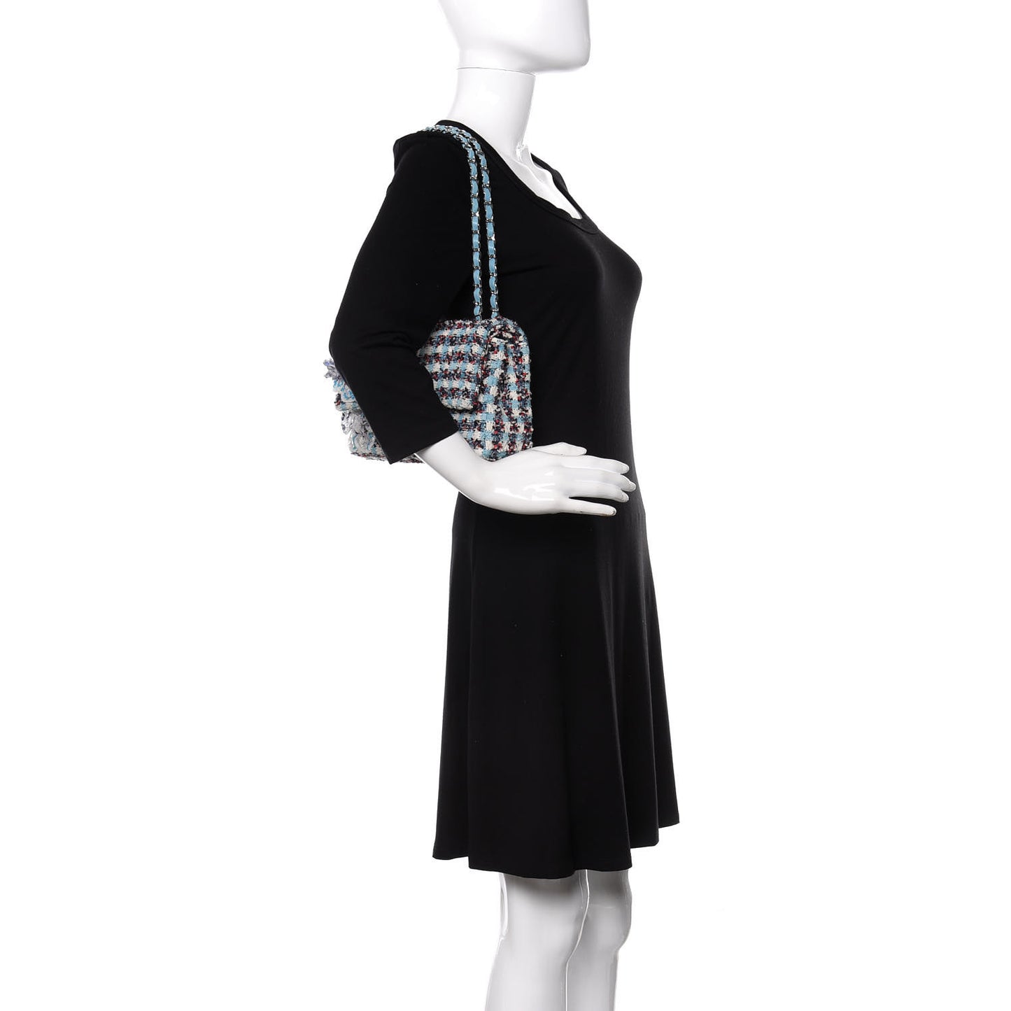 Tweed Medium Double Flap White Blue Navy Red