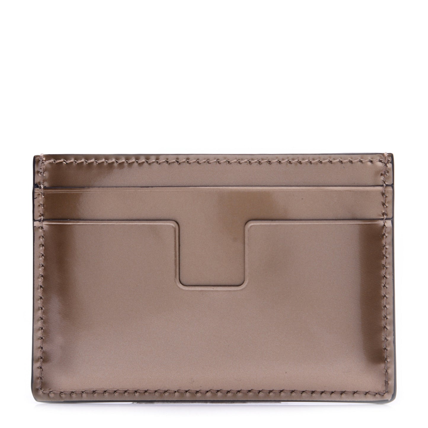Metallic Calfskin Card Holder Gold
