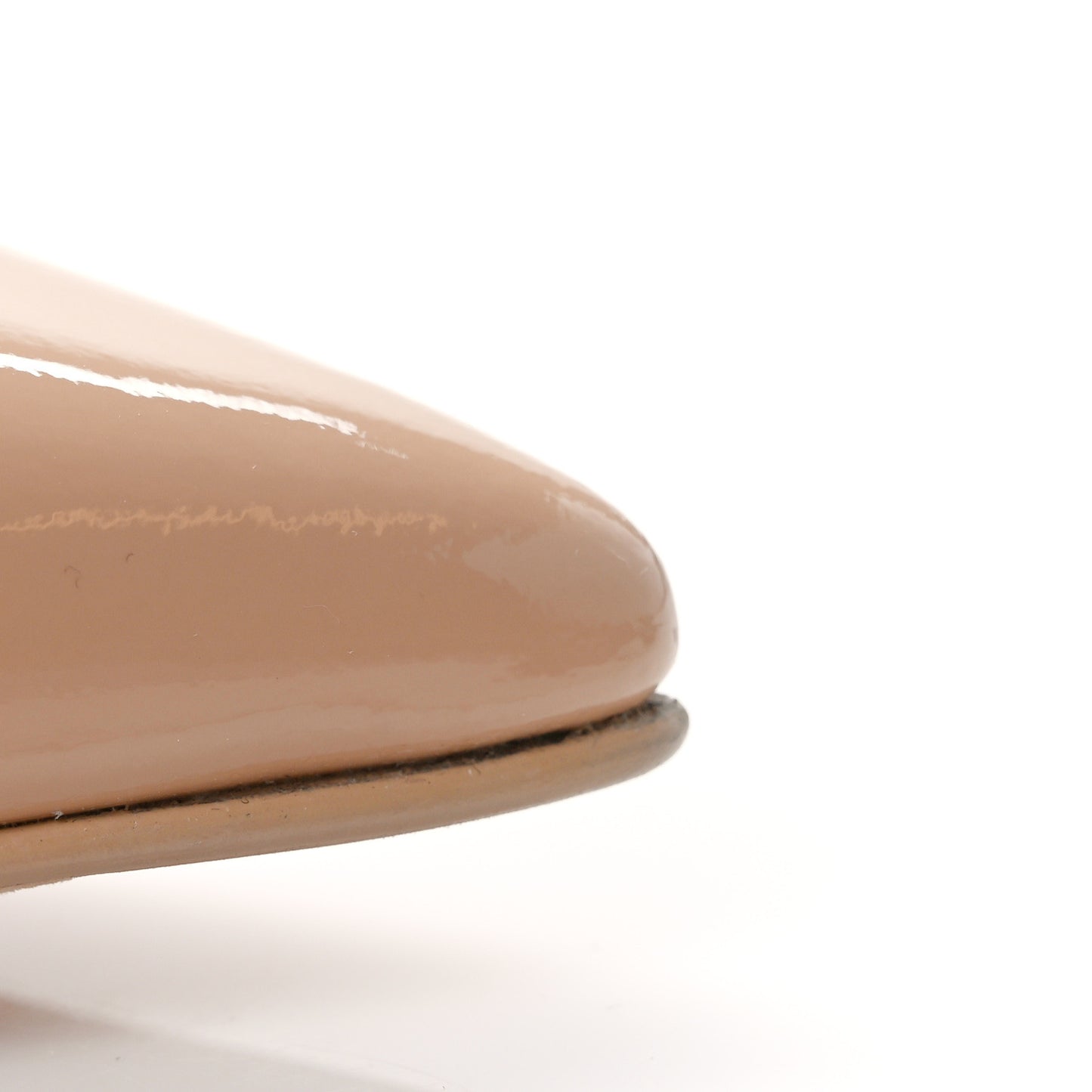 Patent Calfskin Cap Toe CC Slingback Pumps 37.5 Beige
