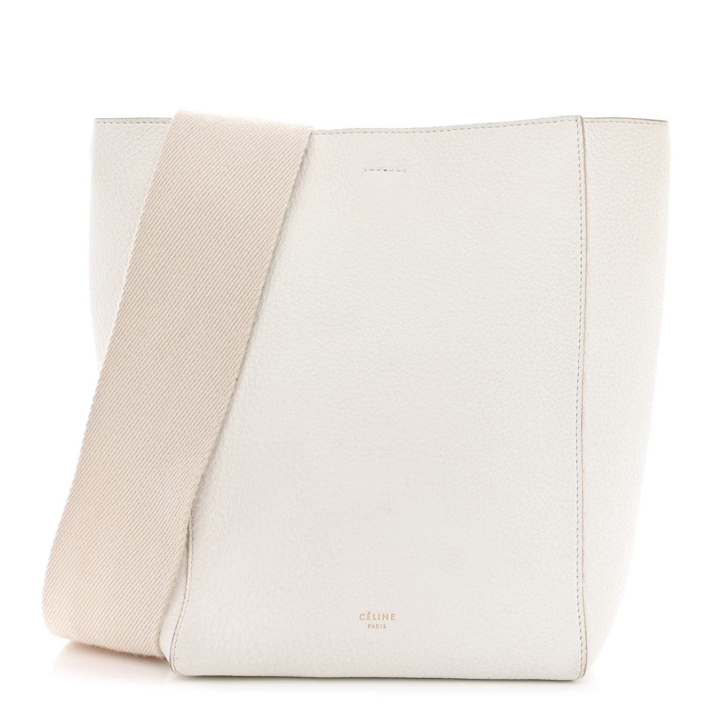 Soft Grained Calfskin Small Sangle Bucket Bag White
