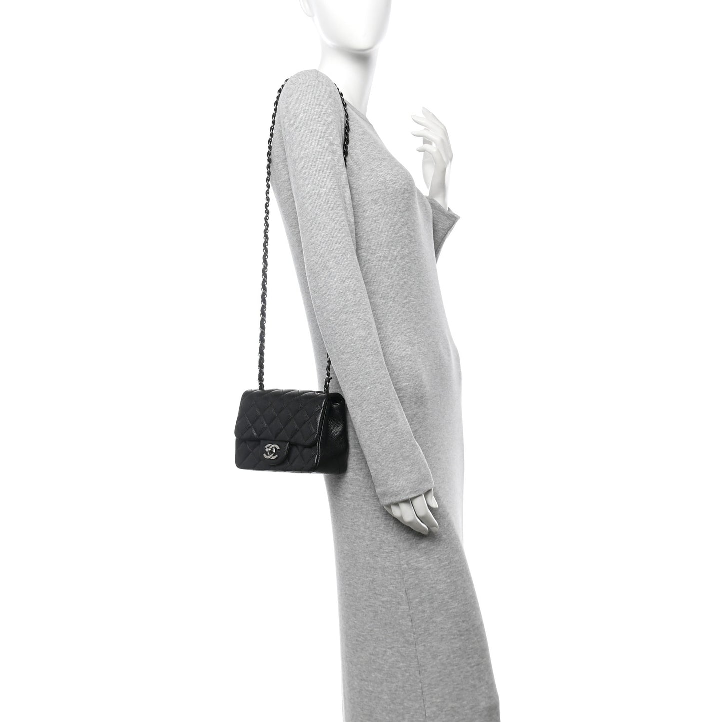 Caviar Quilted Mini Square Flap Black
