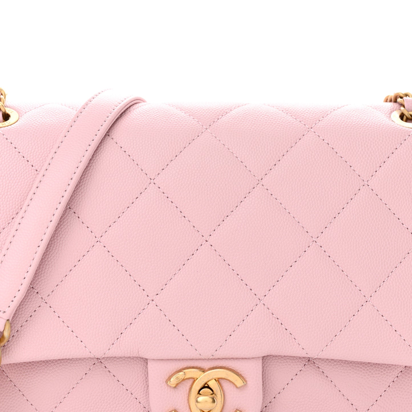 Caviar Quilted Chain Flap Light Pink
