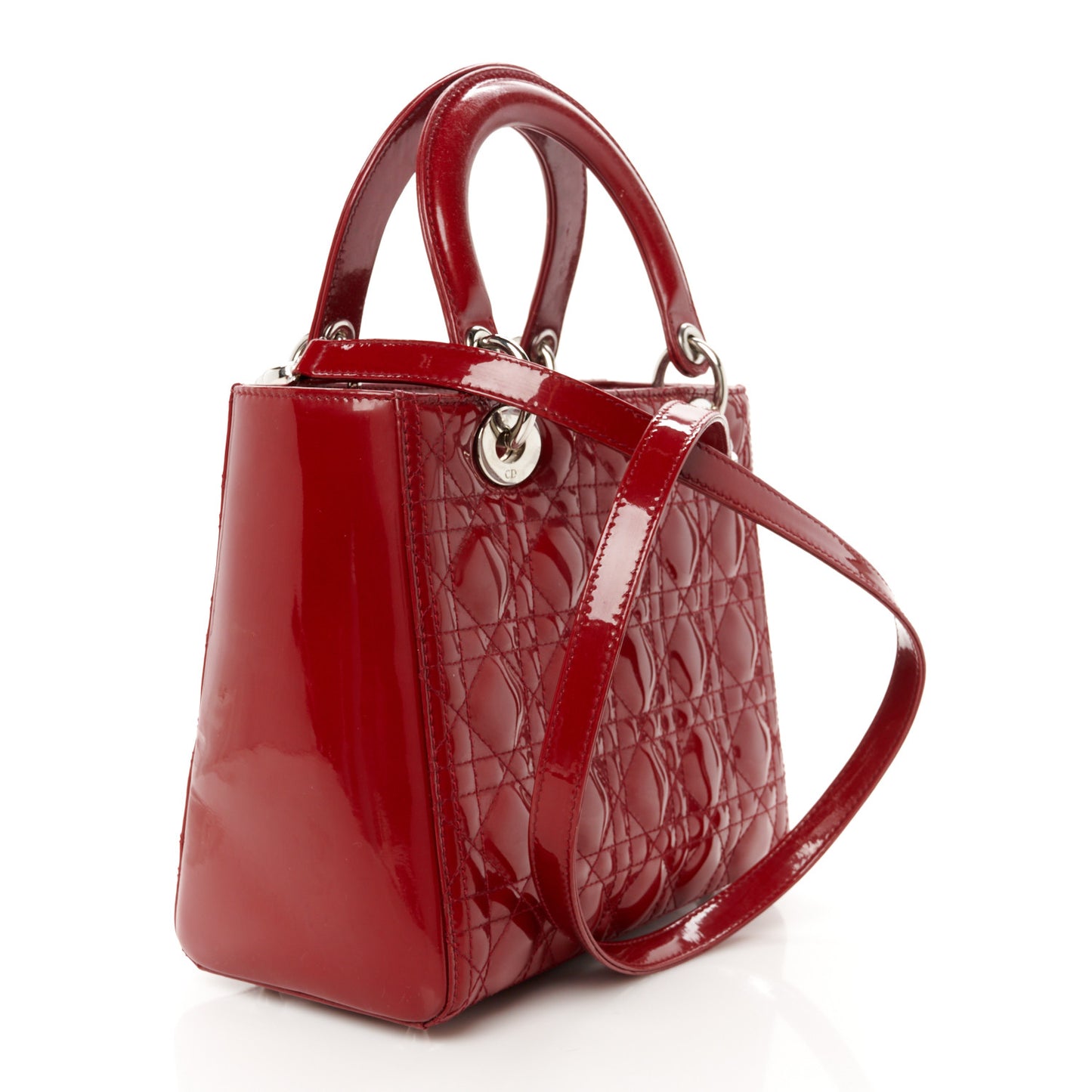 Patent Cannage Medium Lady Dior Red