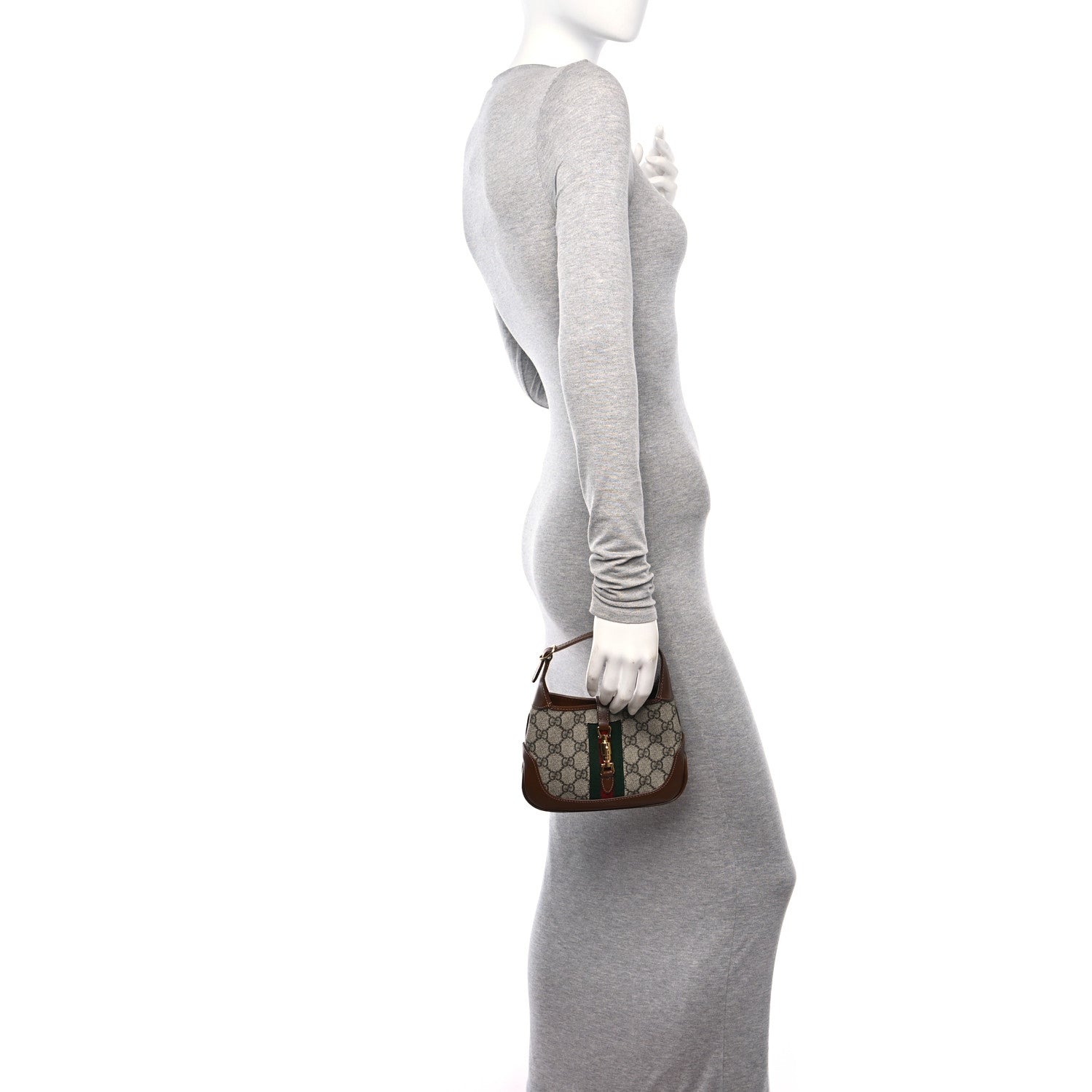 Gucci GG Supreme Monogram Azalea Calfskin Web Mini Jackie 1961 Hobo Beige Ebony Brown Sugar 2 of 11