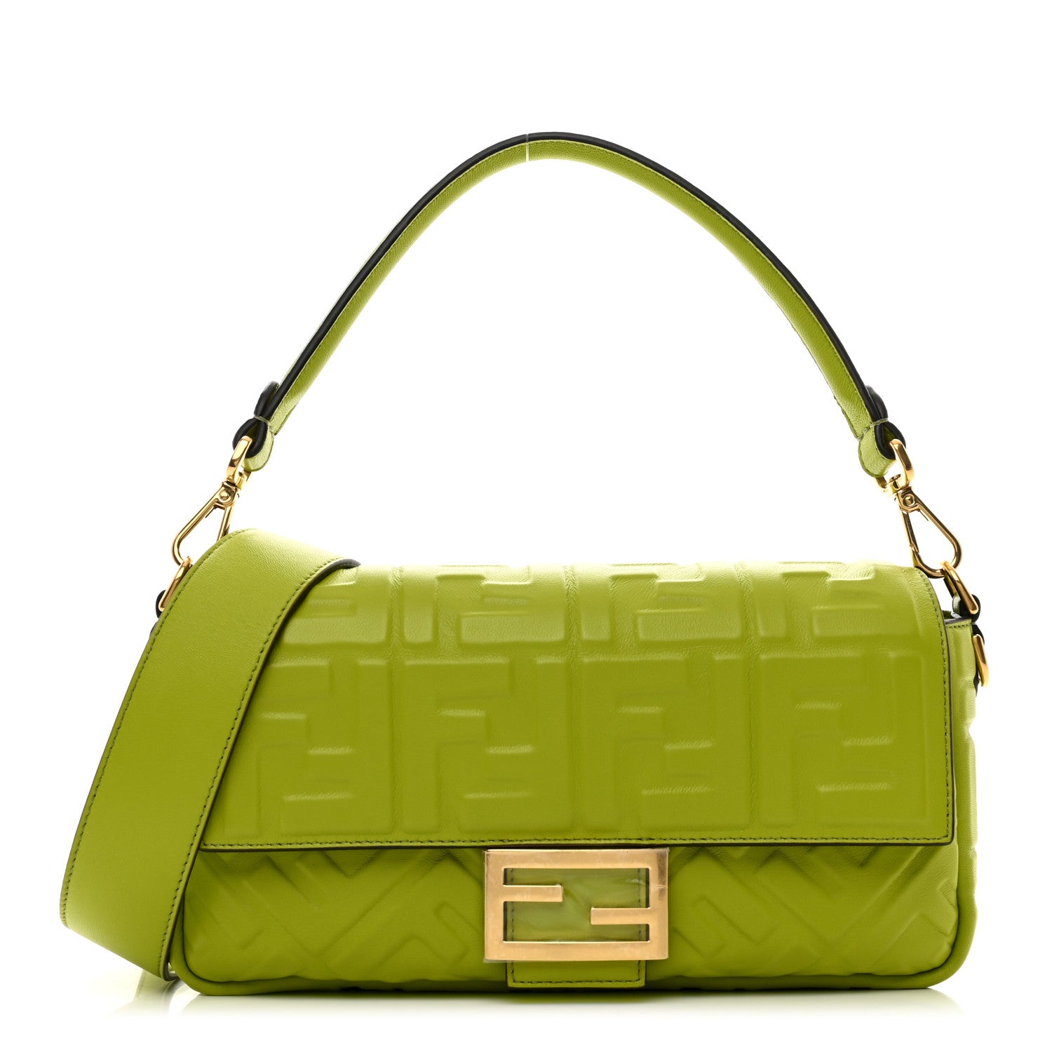 Fendi Nappa FF 1974 Embossed Baguette Wasabi 1 of 9
