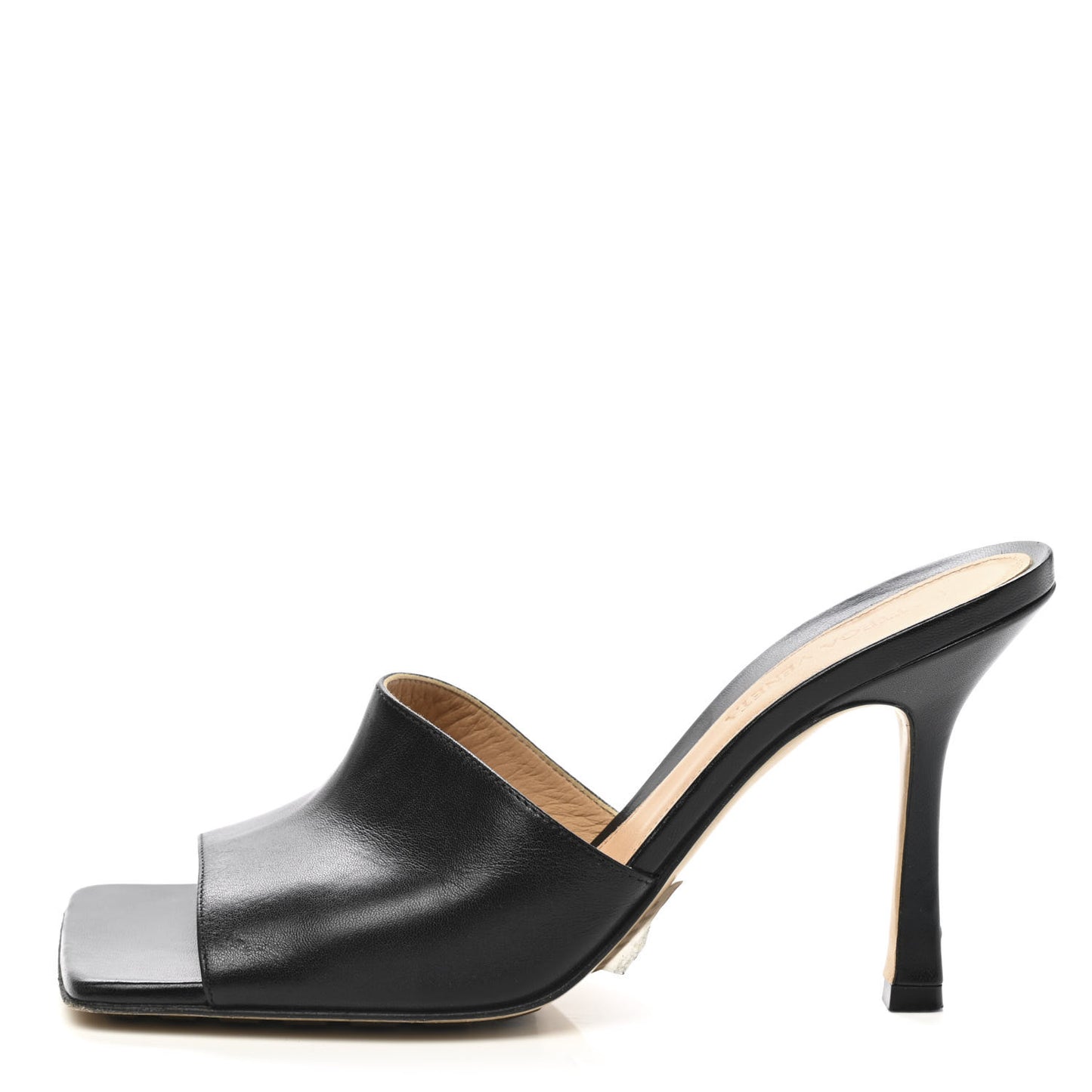 Lambskin Stretch Mule Sandals 38 Black