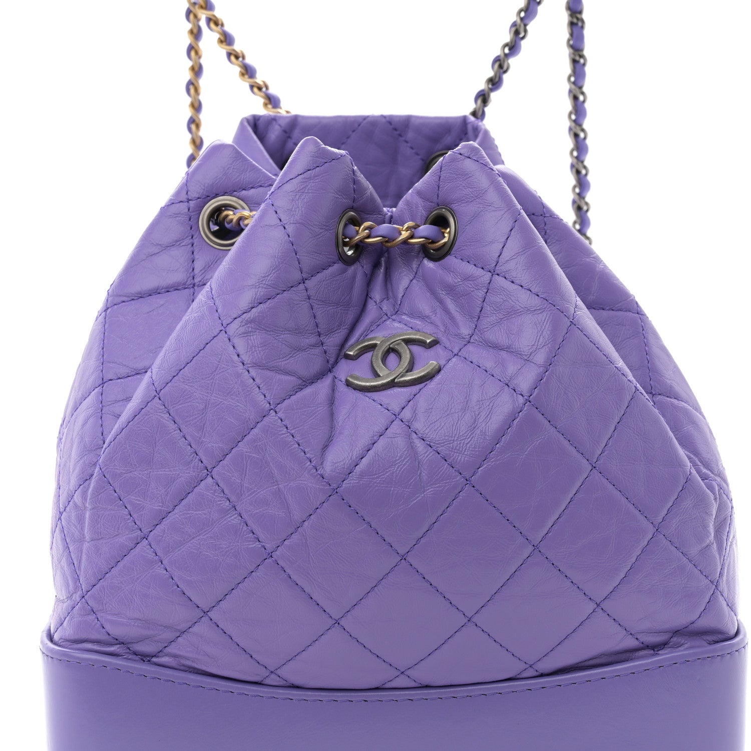 Chanel Aged Calfskin Quilted Small Gabrielle Backpack Purple 8 of 10