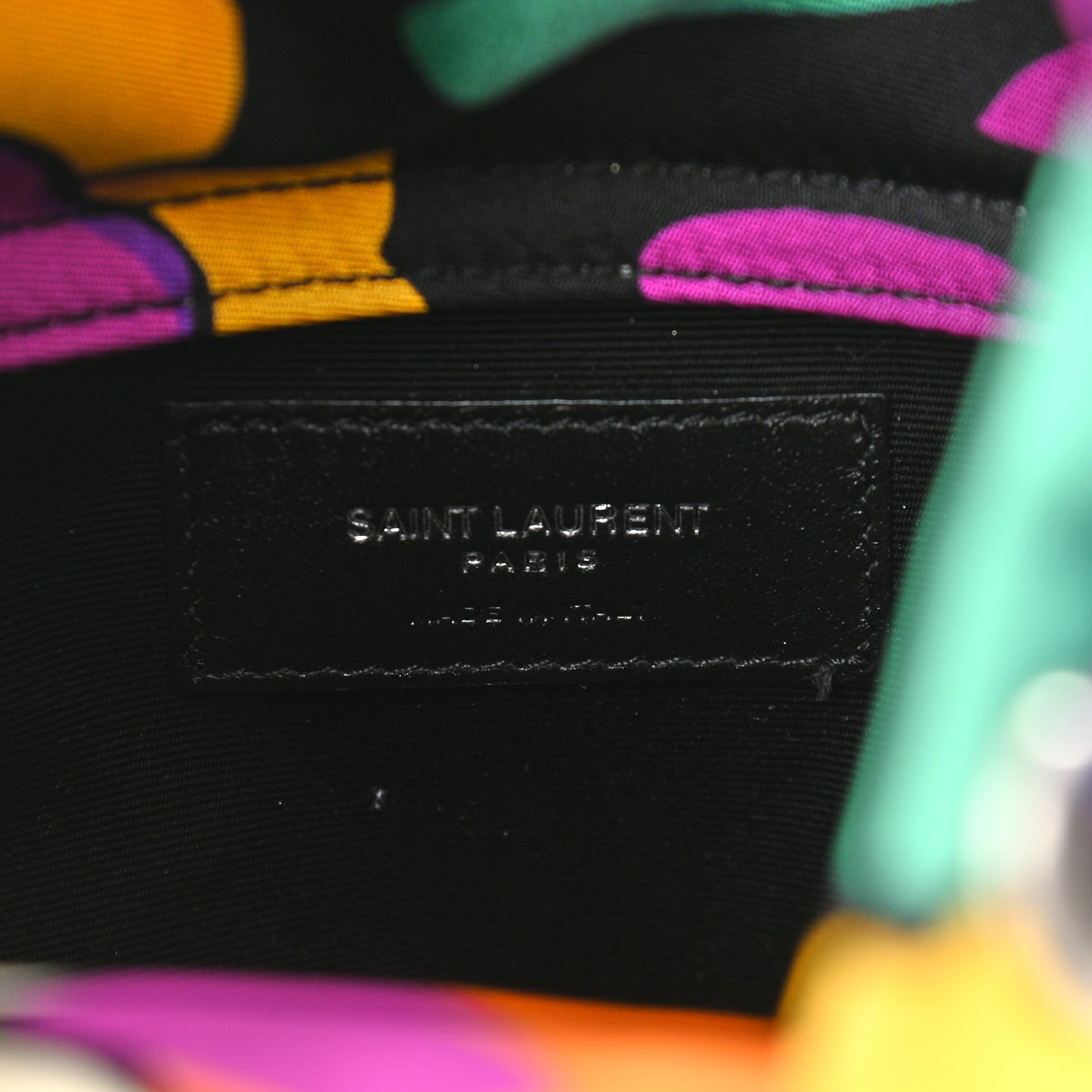 Calfskin Silk Floral Print Small Bucket Bag Black Multicolor