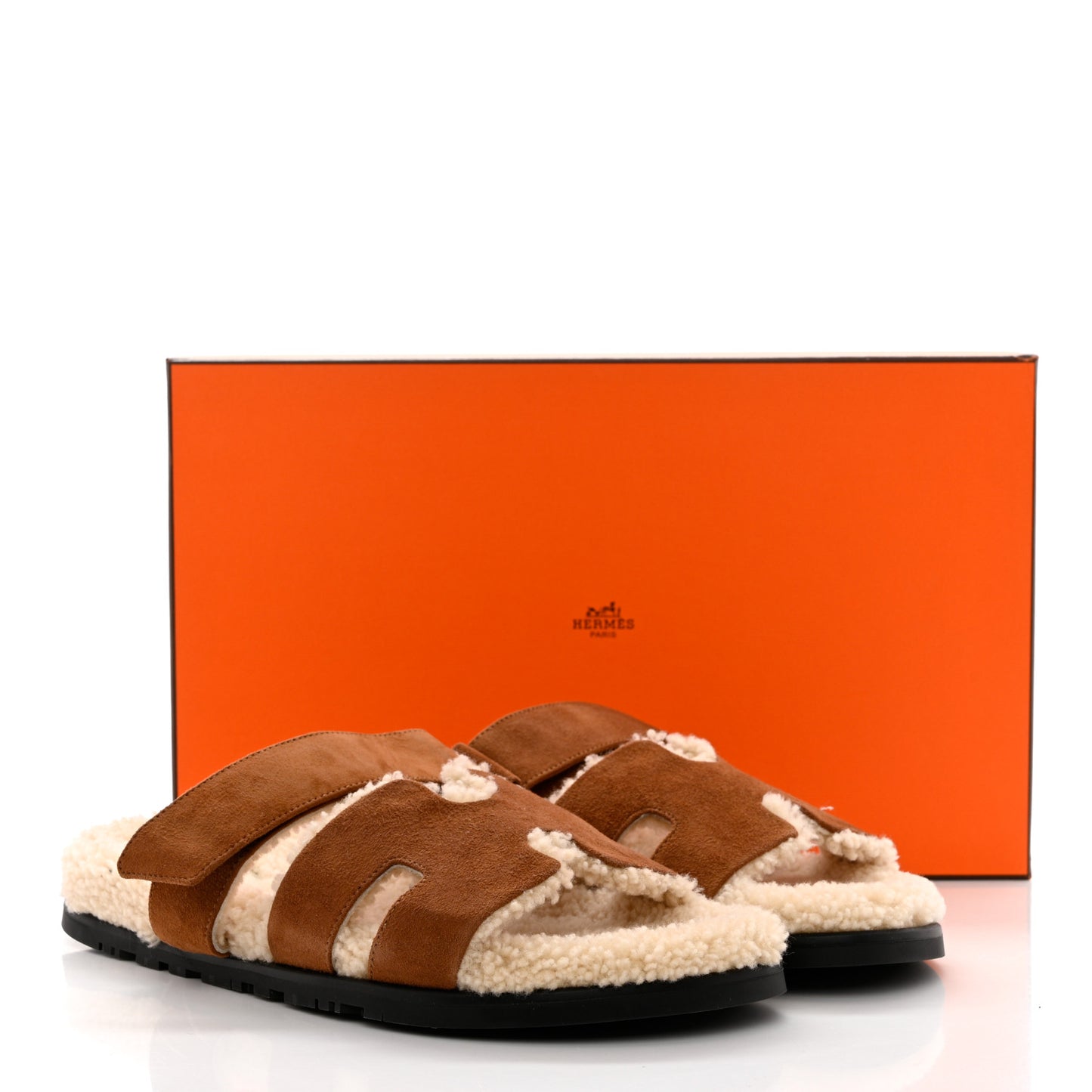 Suede Goatskin Woolskin Mens Chypre Sandals 43 Brun Fume Ecru