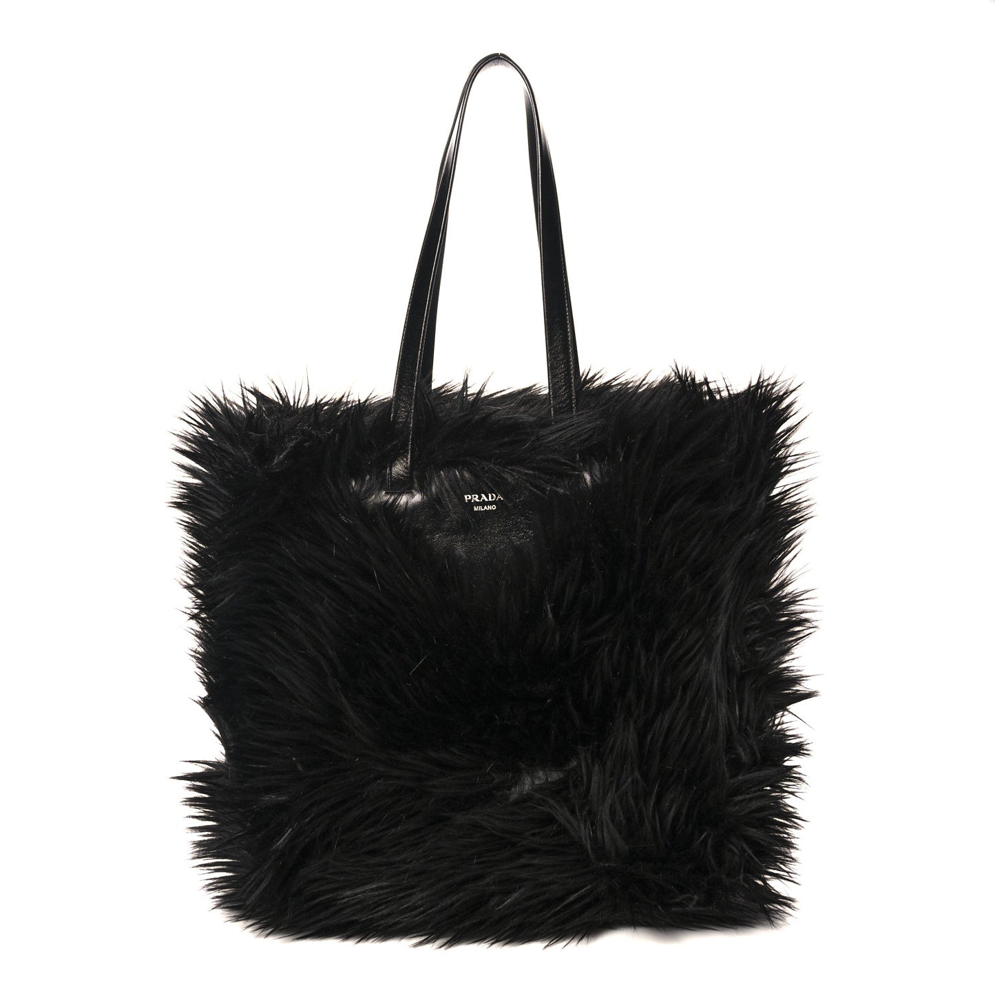 Faux Fur Tote Black
