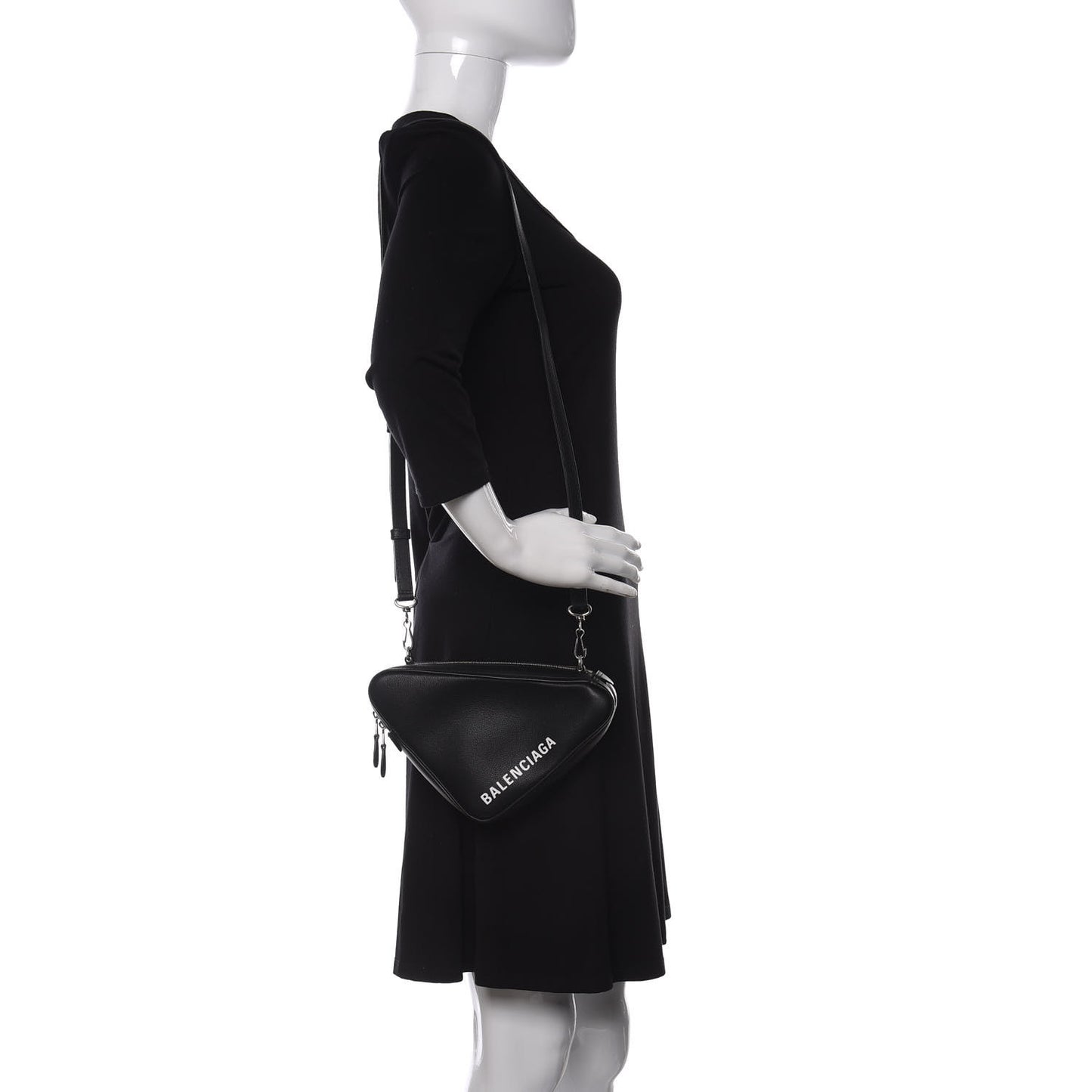 Calfskin Triangle Crossbody Bag Black