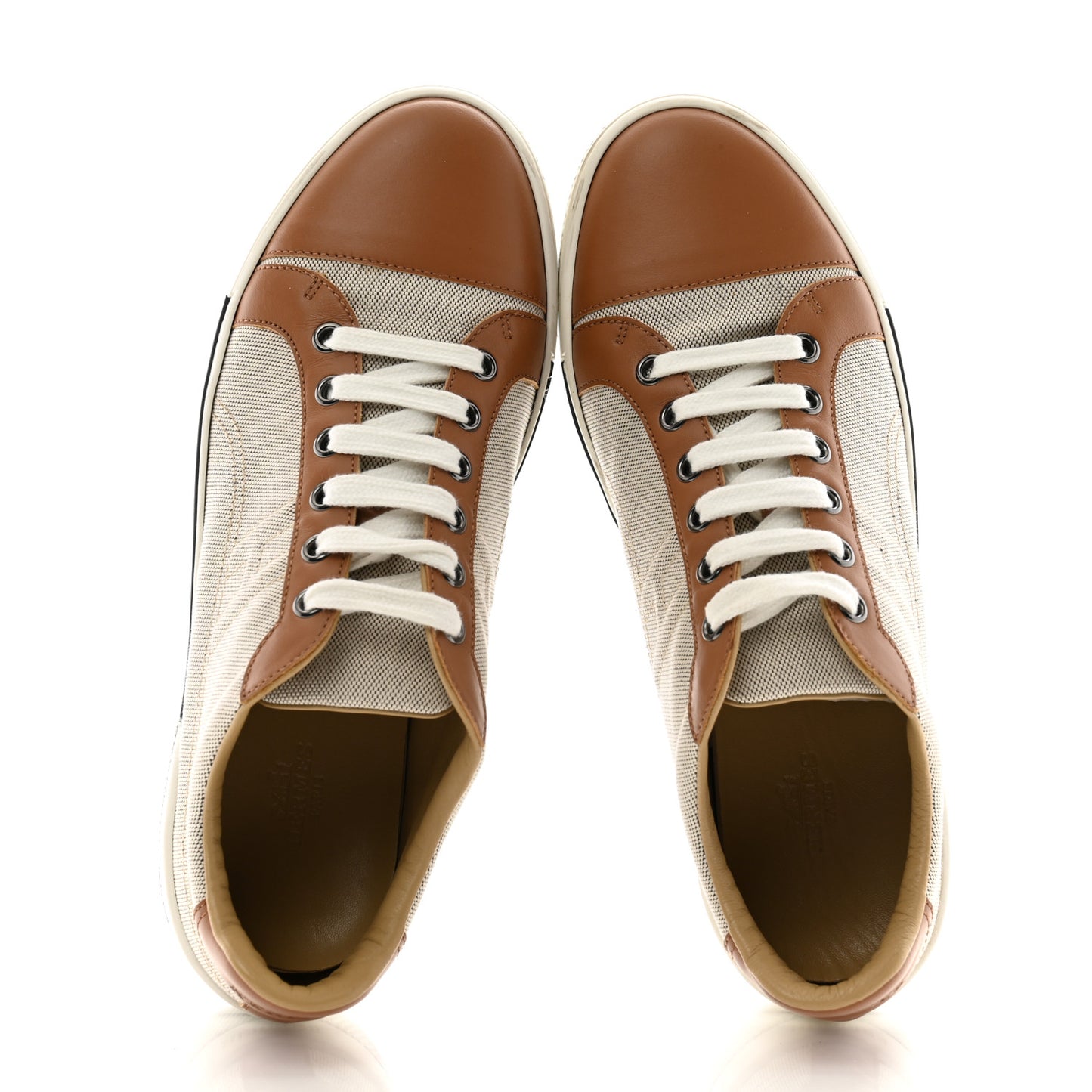 Canvas Calfskin Womens Voltage Sneakers 38.5 Prunoir Naturel