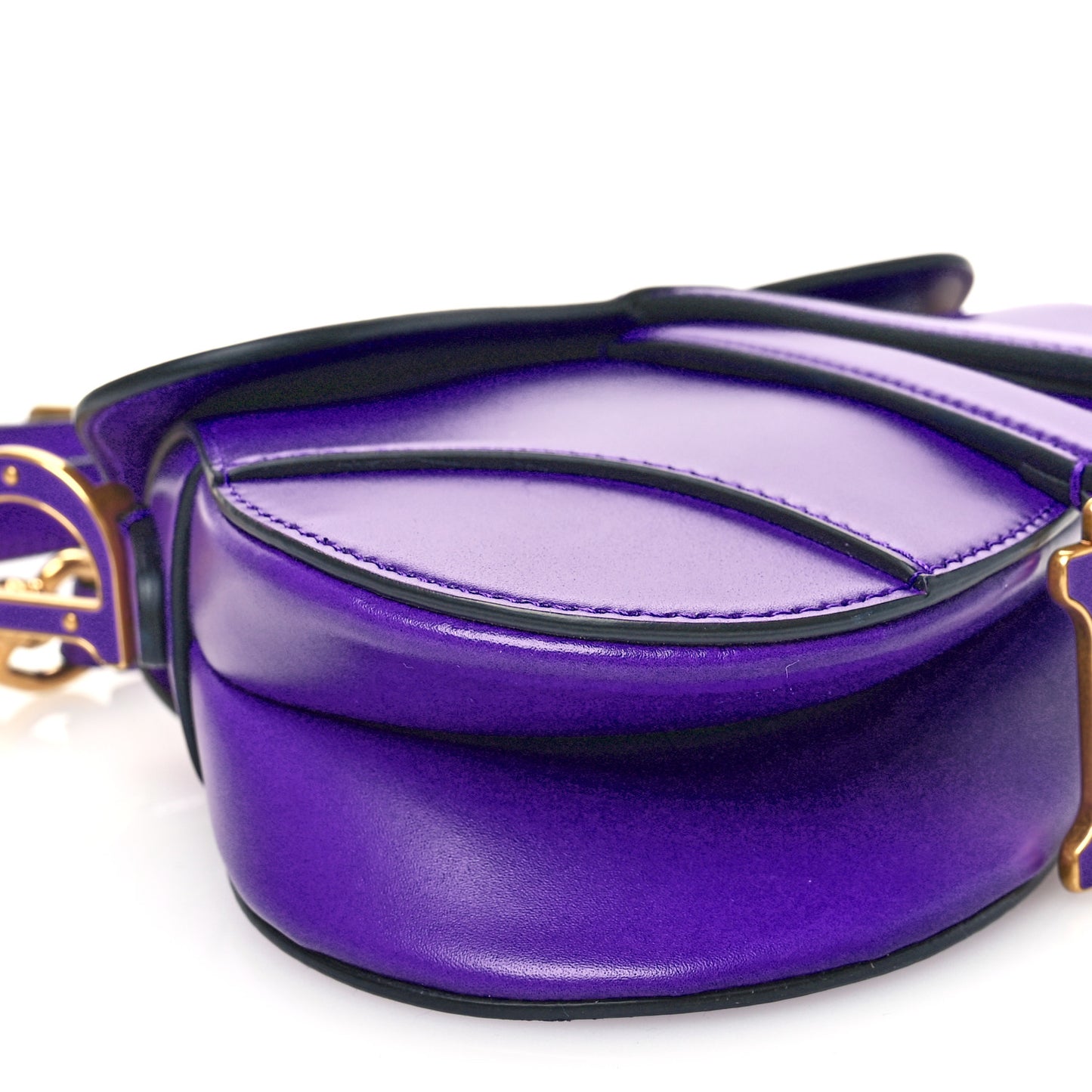 Supple Calfskin Mini Saddle Bag With Strap Purple