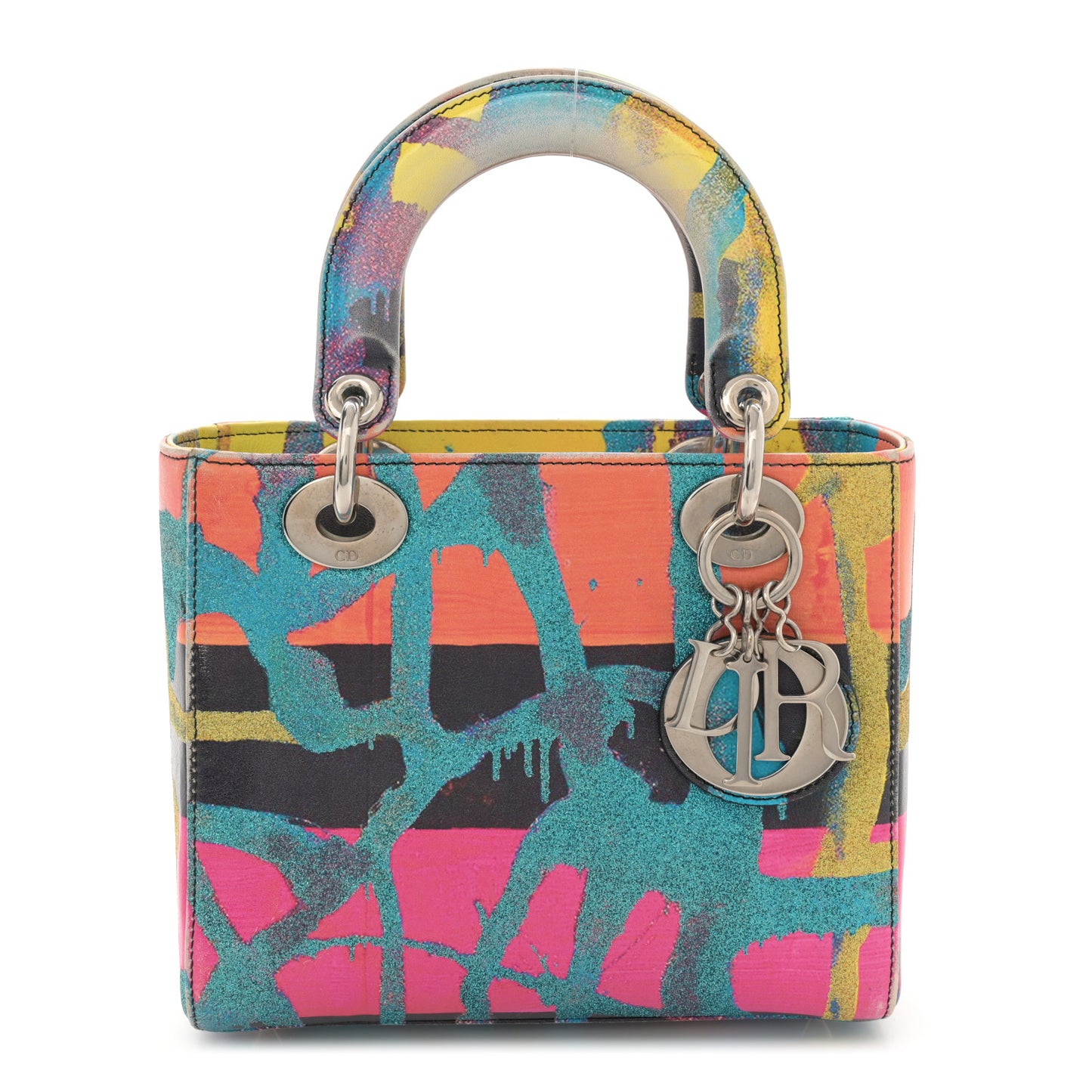 X CHRIS MARTIN Printed Medium Lady Dior Art Multicolor