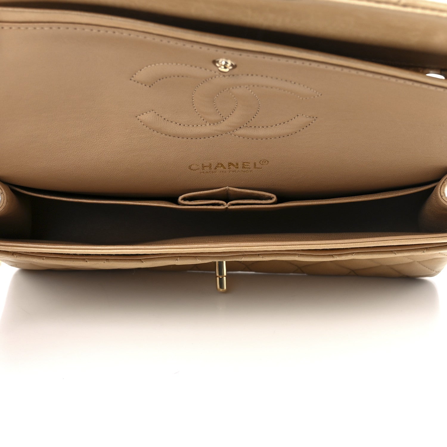 Chanel Lambskin Quilted Medium Double Flap Beige 5 of 14