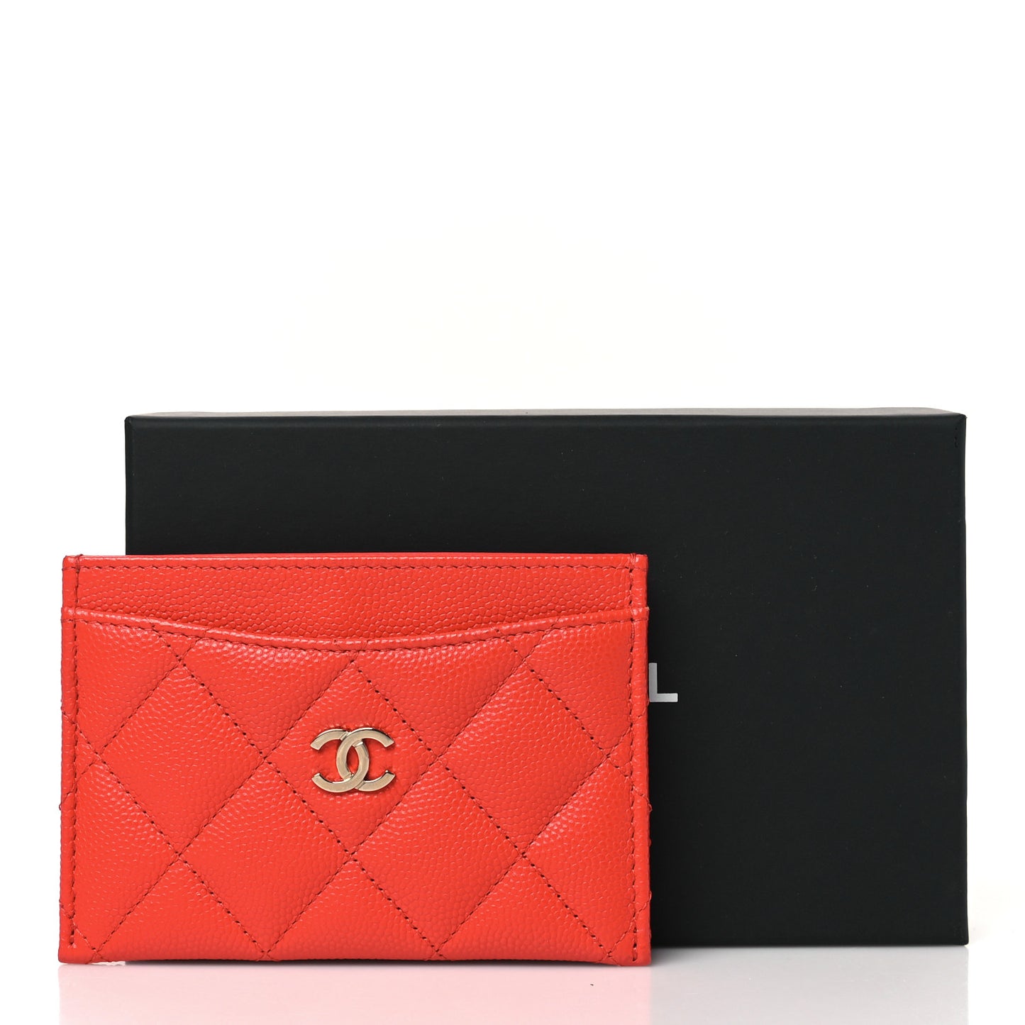 Caviar Quilted Card Holder Red