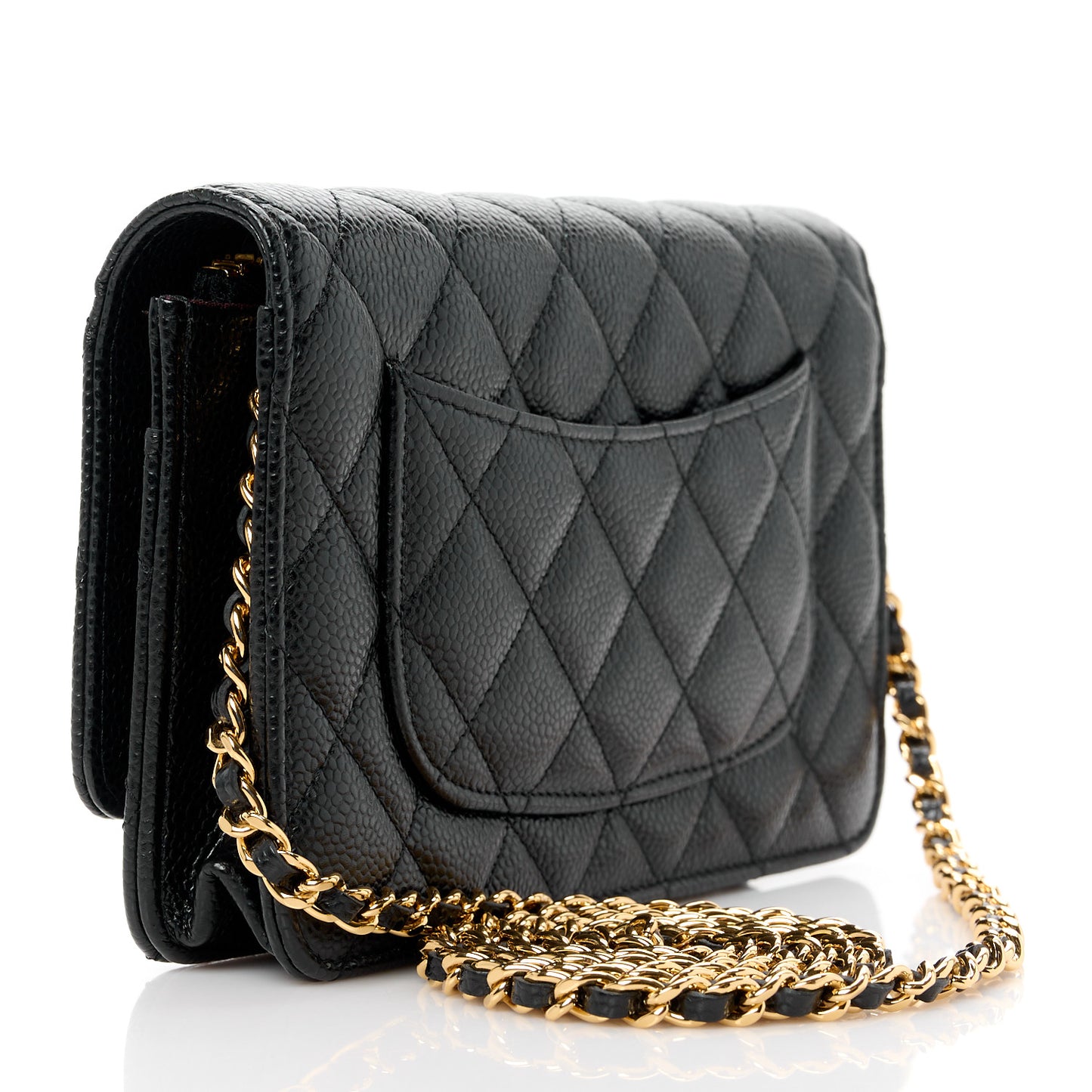 Caviar Quilted Wallet on Chain WOC Black