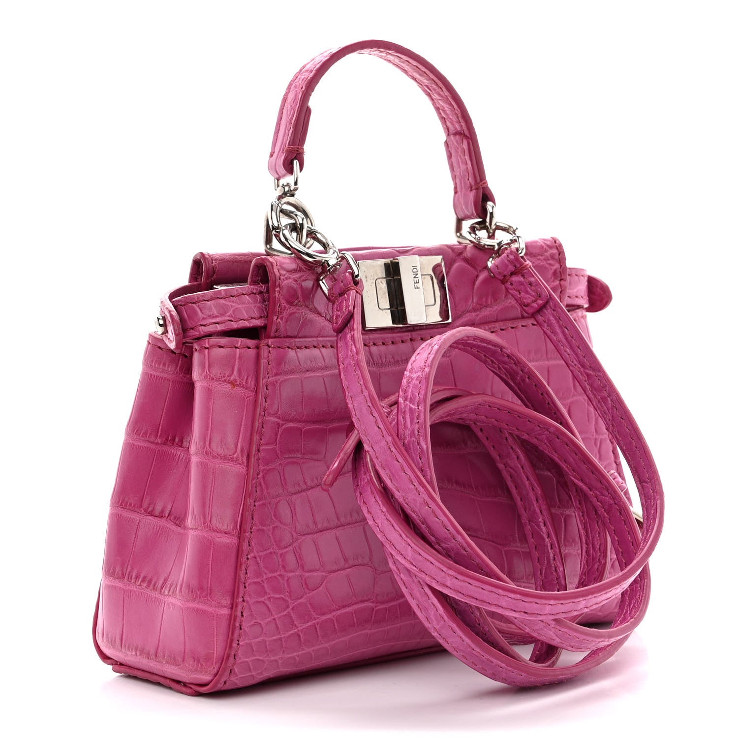 Fendi Shiny Alligator Shiny Nappa Micro Peekaboo Iconic Satchel Magenta 3 of 13