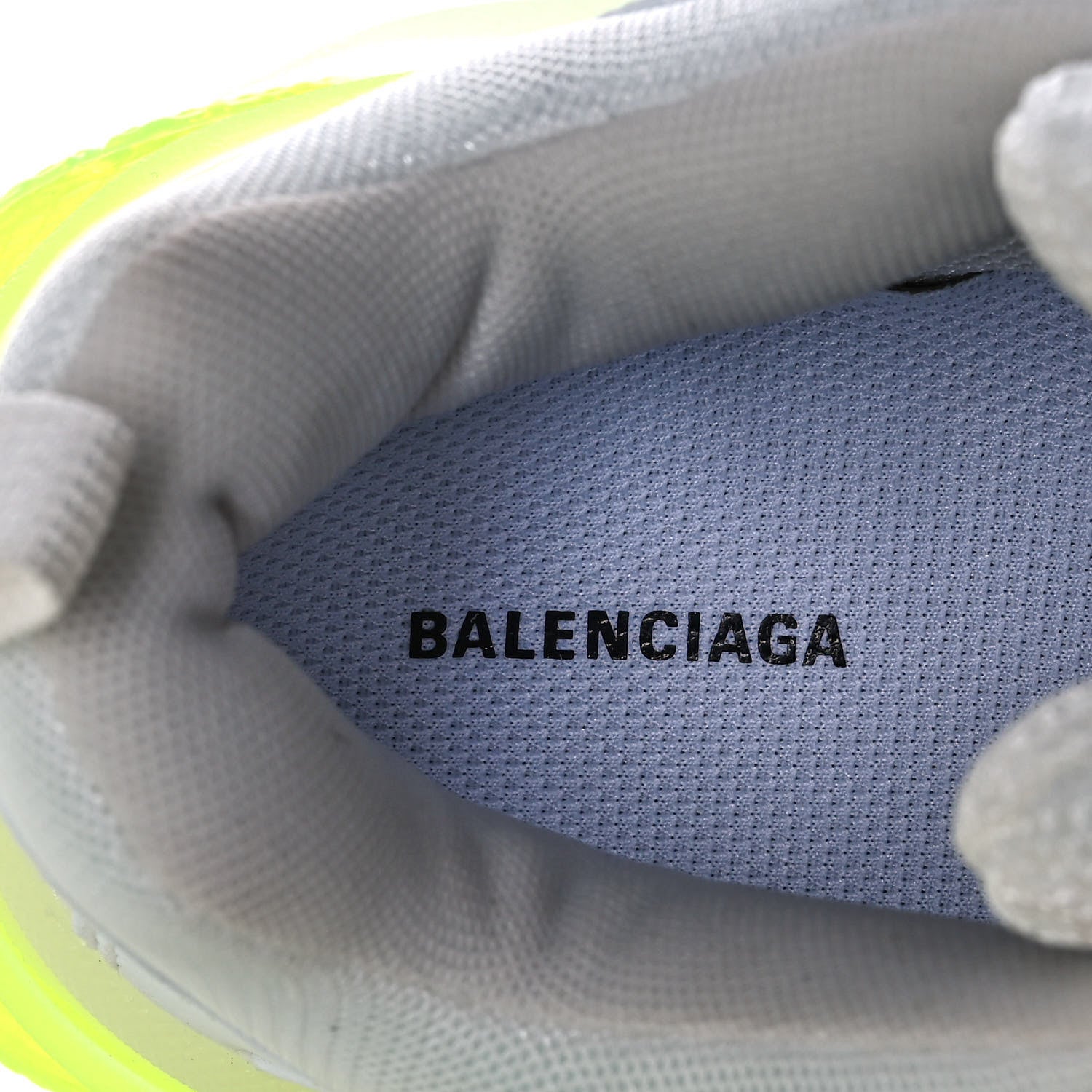 Balenciaga Fabric Mesh Clear Sole Fluo Womens Triple S Sneakers 41 White Fluo Yellow 7 of 10