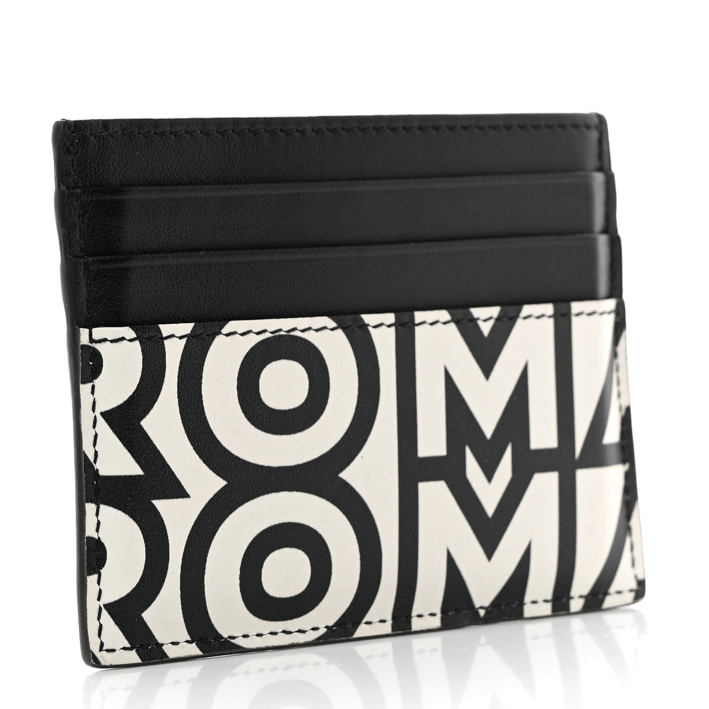 X MARC JACOBS Nappa Vitello King Logo Print Cardholder Black White