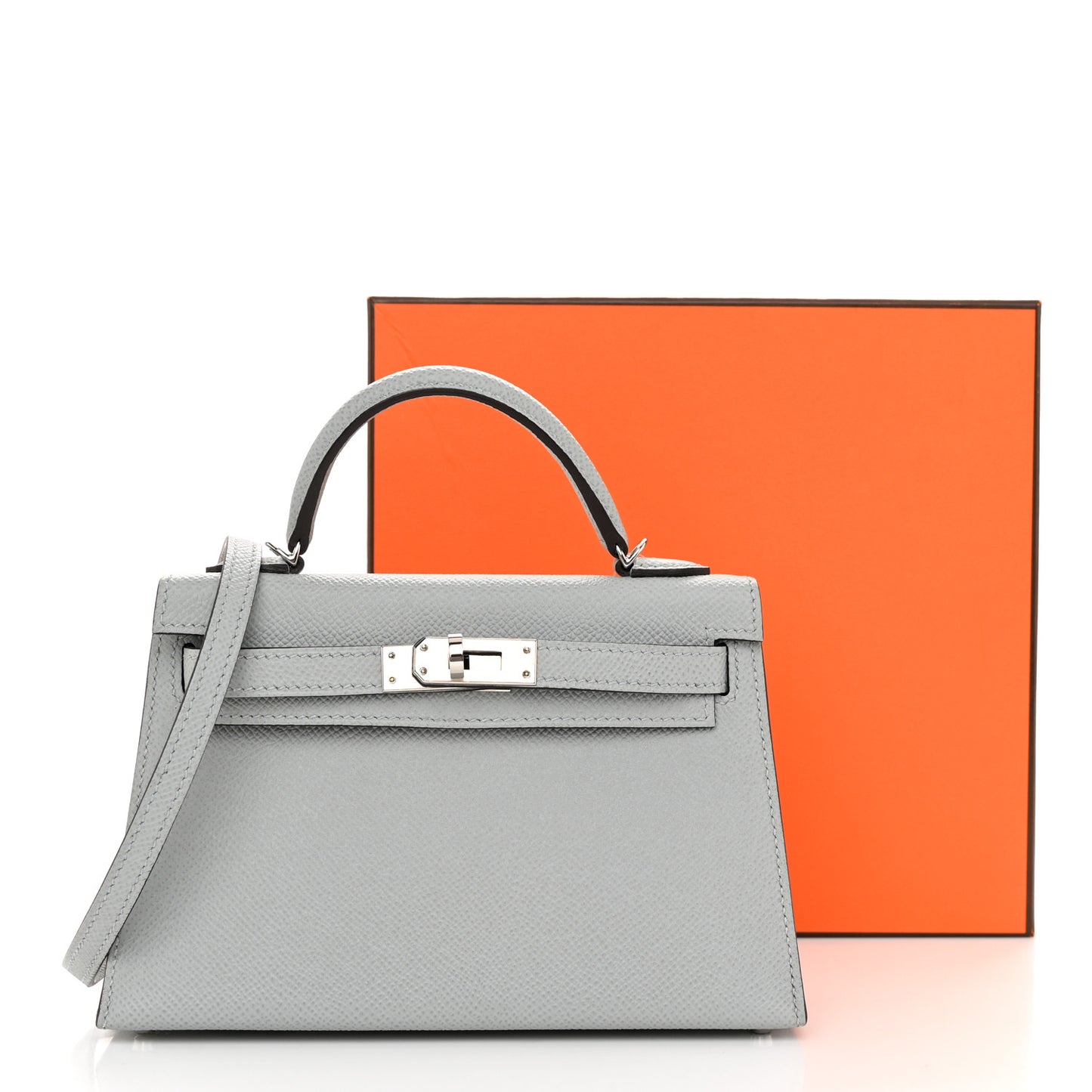 Epsom Mini Kelly Sellier 20 Bleu Glacier