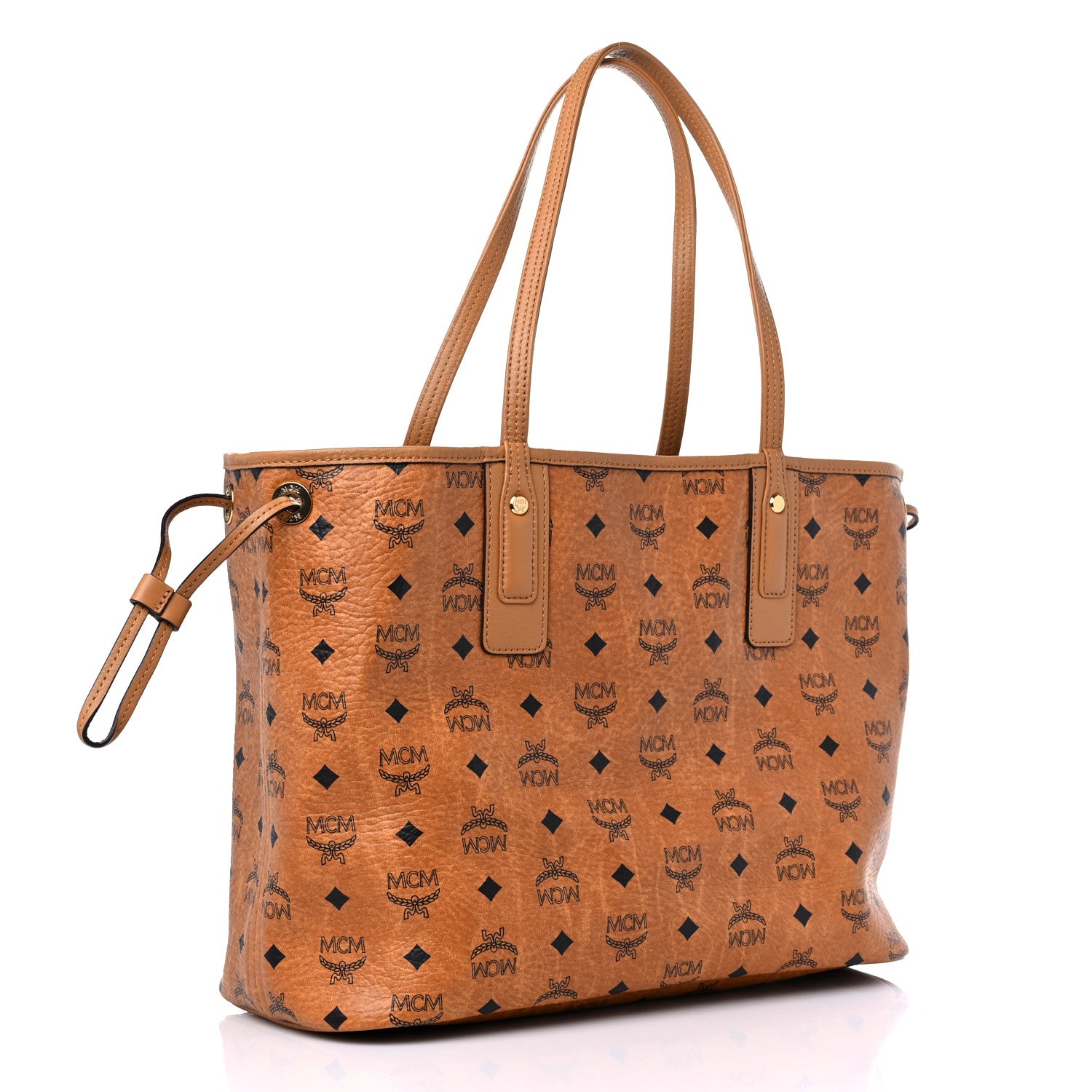 MCM Visetos Medium Liz Reversible Shopper Tote Cognac 3 of 15