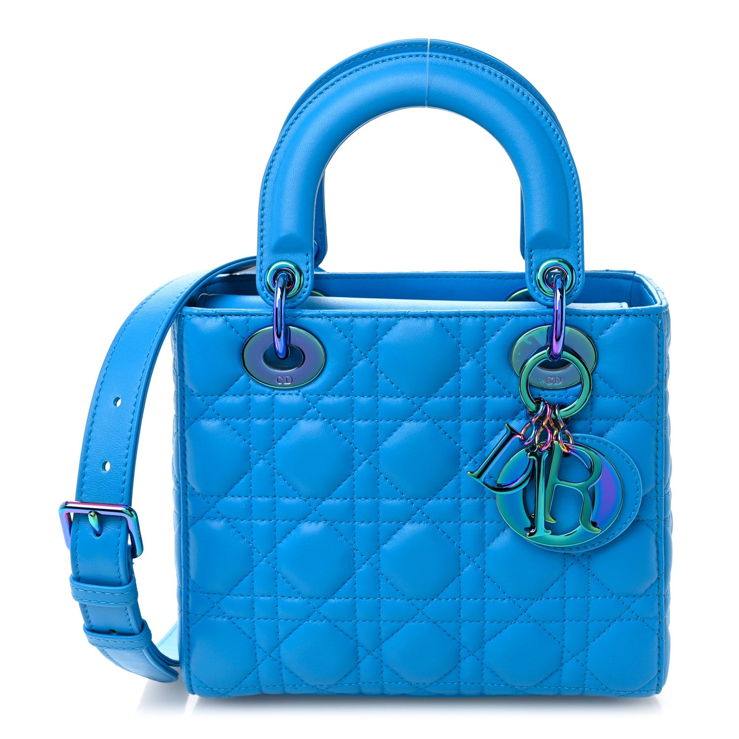Christian Dior Lambskin Cannage Small Lady Dior Bright Blue