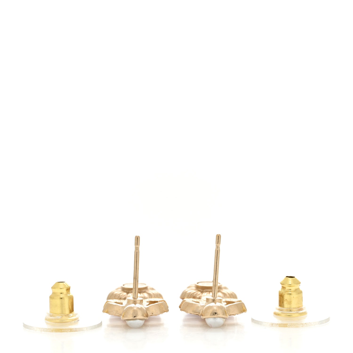 Chanel Crystal Pearl CC Flower Earrings Purple Gold 3 of 5