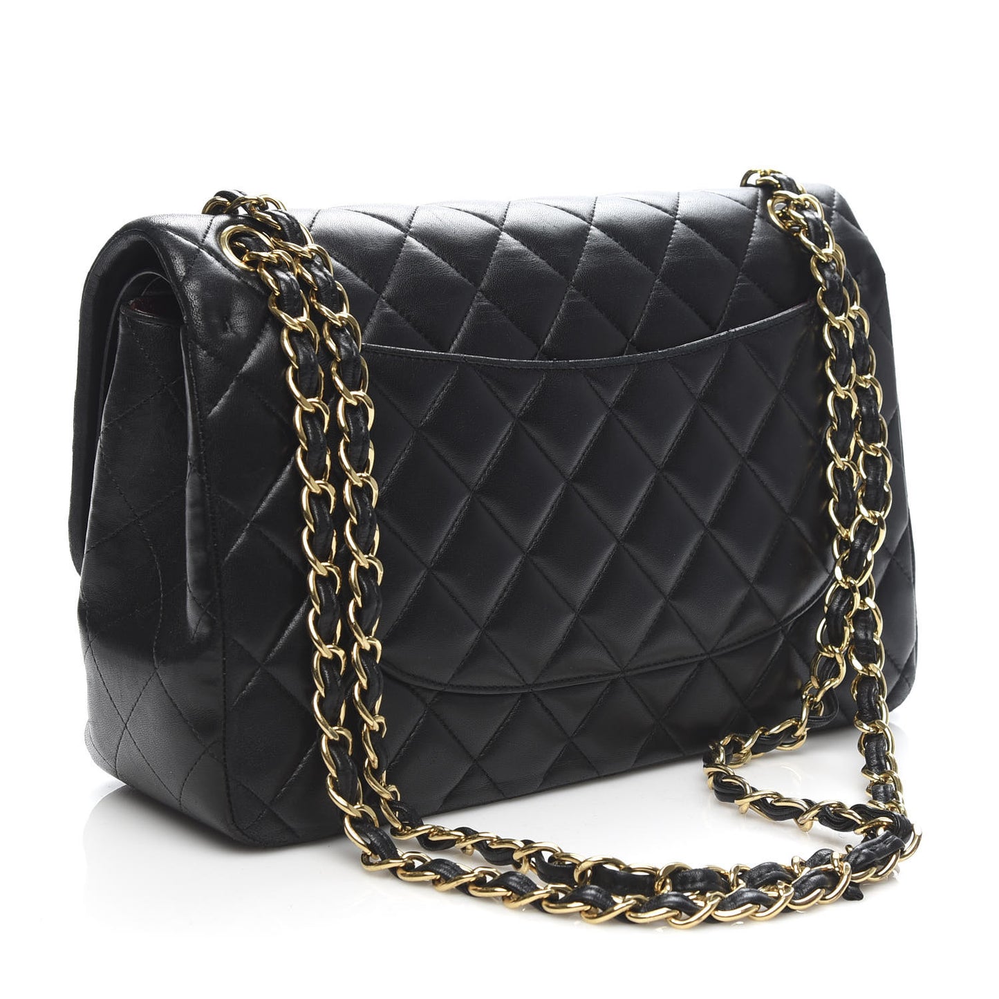 Lambskin Quilted Jumbo Double Flap Black