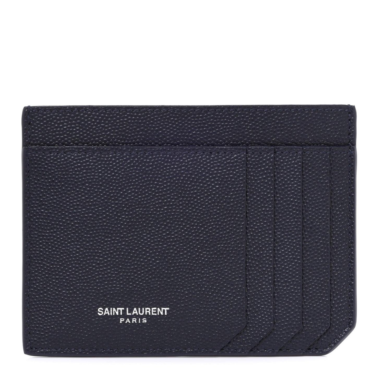 Grained Calfskin 5 Fragments Credit Card Holder Blue Notte