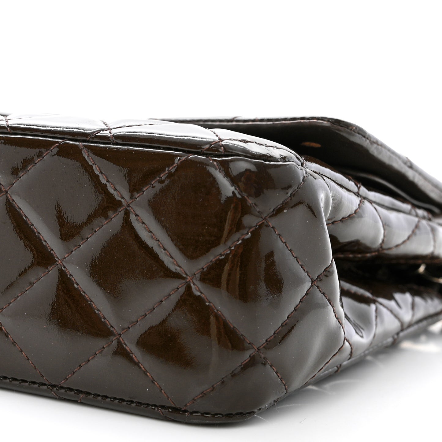 Patent Quilted Medium Double Flap Brown